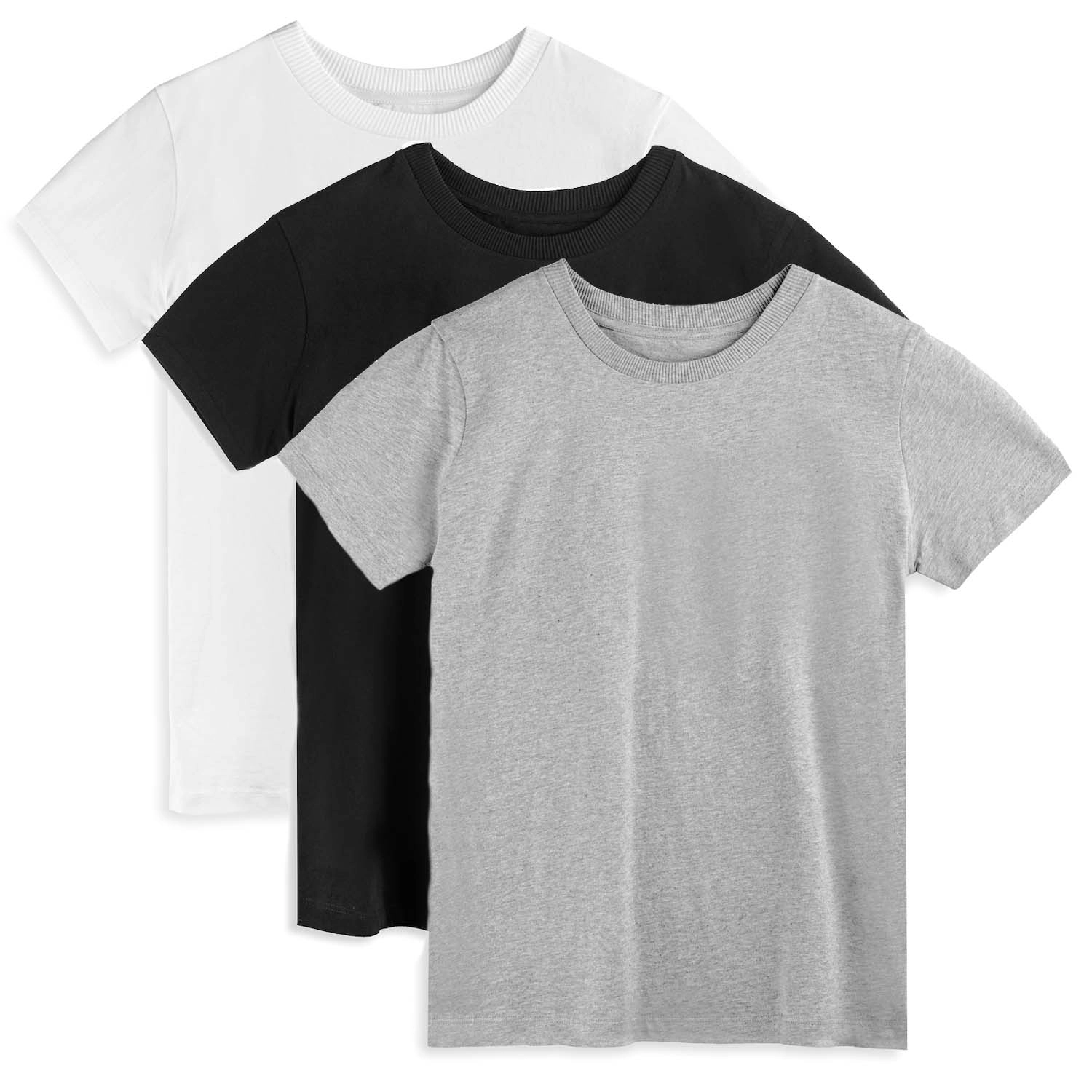Mightly Kids Organic Cotton Short Sleeve Classic Fit T-Shirts, 3pack