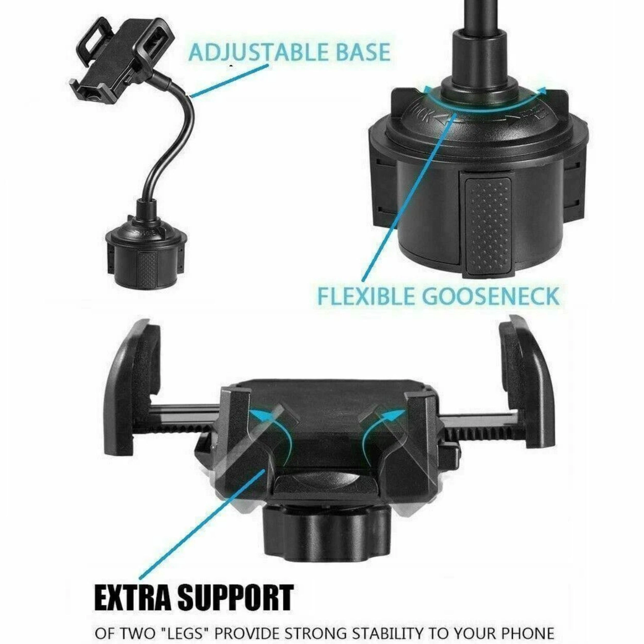 Home Collection Universal Adjustable Gooseneck Car Cup Holder Phone Mount