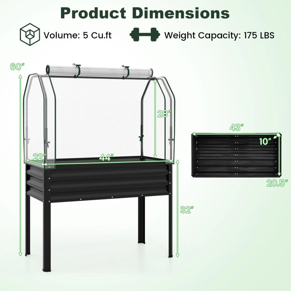Hivvago Elevated Raised Garden Bed with Greenhouse