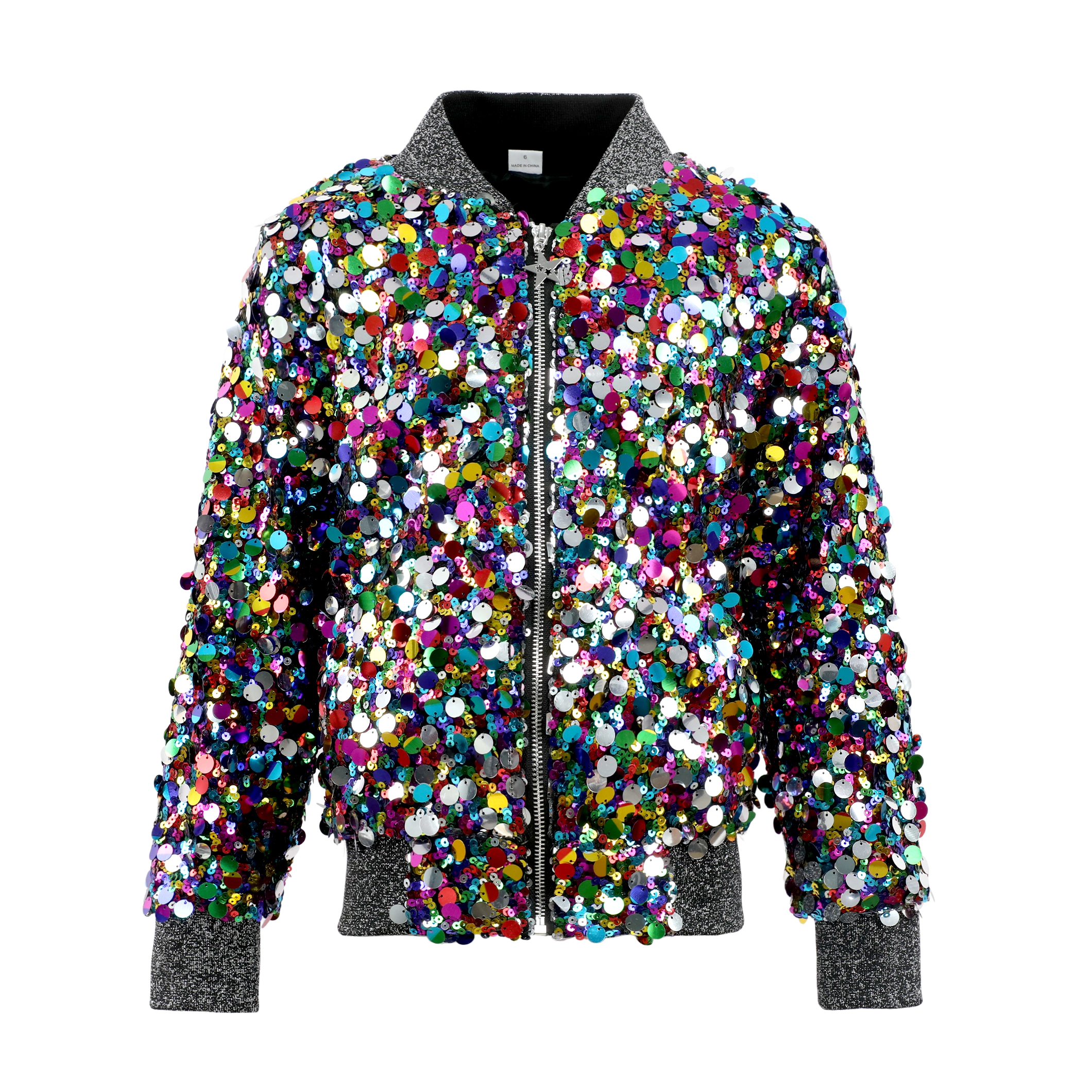 2Bunnies Girls' Cosmic Radiance Sequin Holiday Party Bomber Jacket