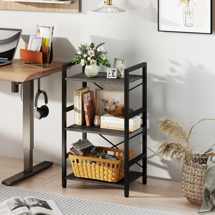 Hivvago 4-Tier Bookshelf with Metal Frame and Wooden Storage Racks for Study