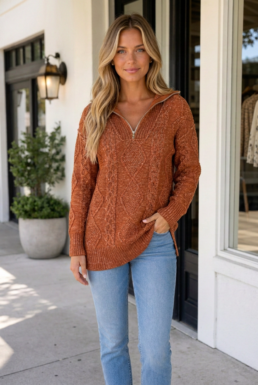 Threaded Pear Keith Knit Drop Shoulder Long Sweater