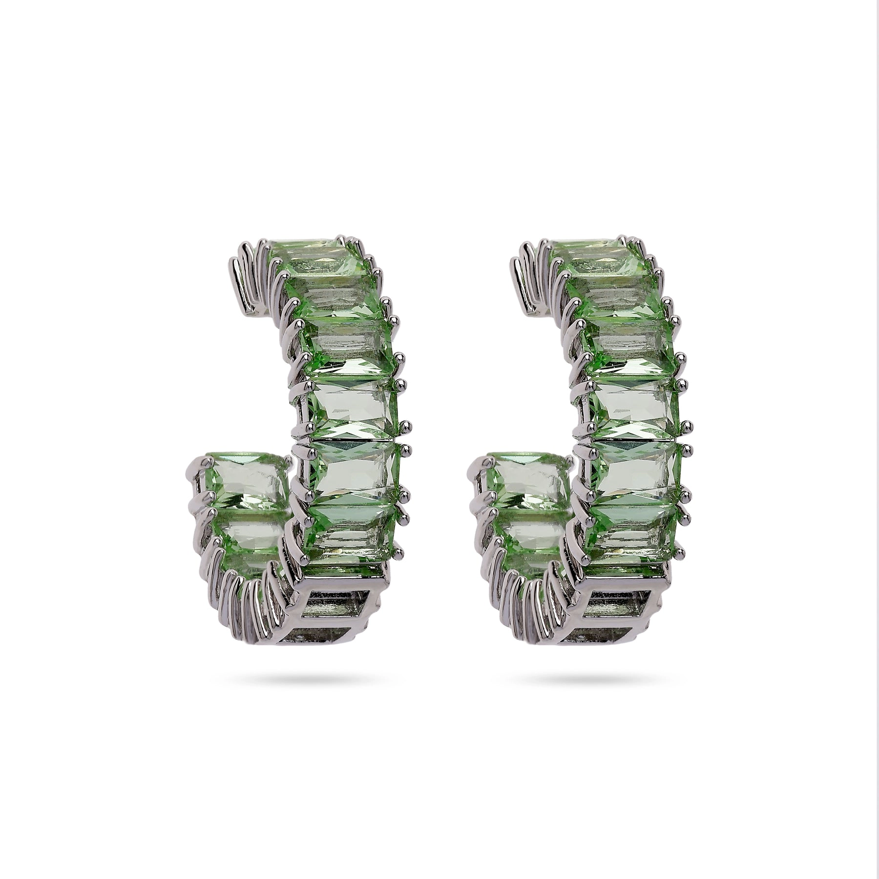 AGP PARIS Womens Light Green C-shaped Dainty Hoop Earrings