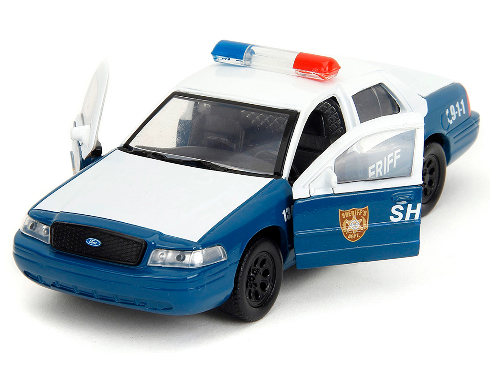 Jada Rick Grimes' Ford Crown Victoria "Sheriff" Blue and White "The Walking Dead" (2010-2022) TV Series