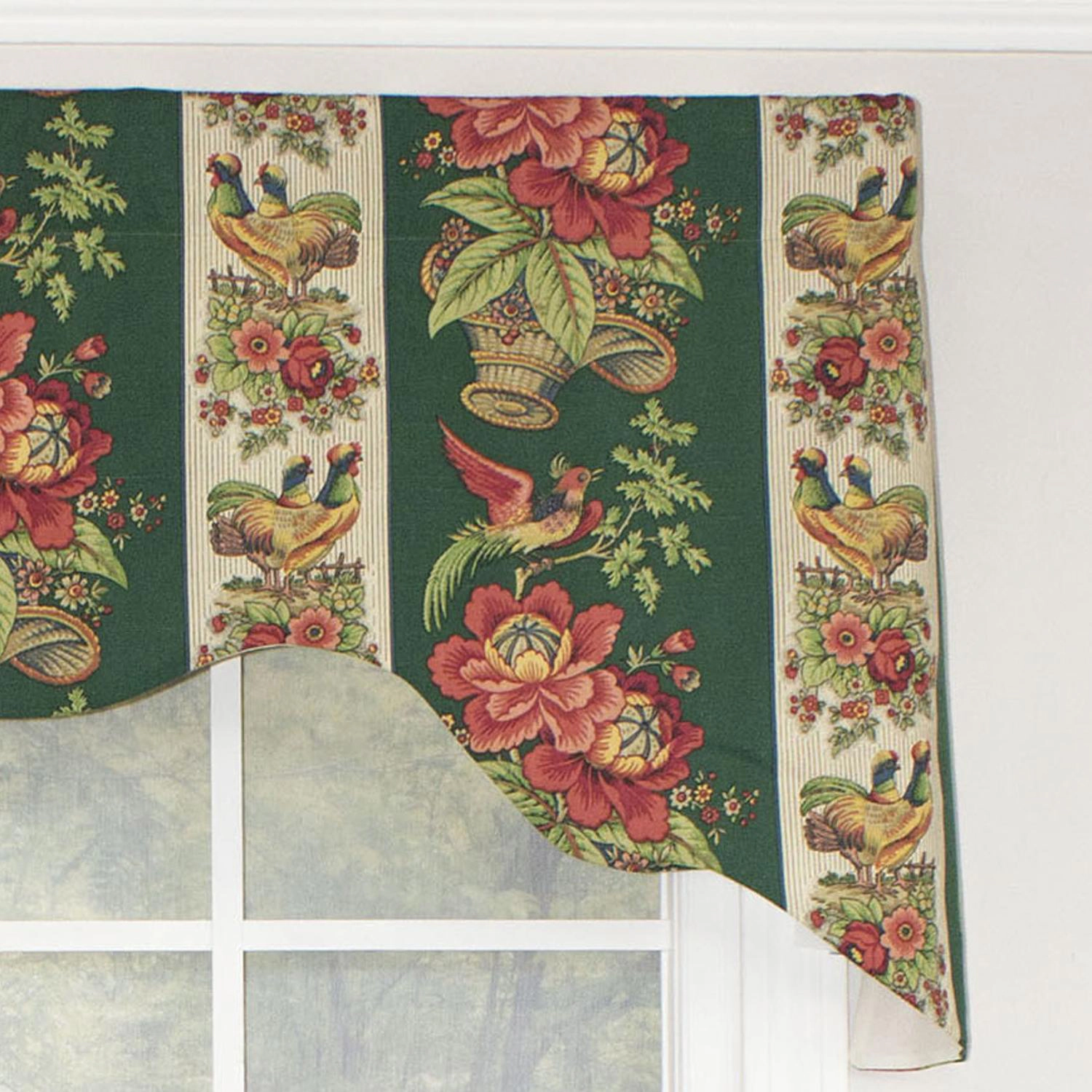 RLF Home Rochelle Dutchess 100% Cotton with Fully Lined 3" Rod Pocket Valnance for Windows 50" x 17" Green