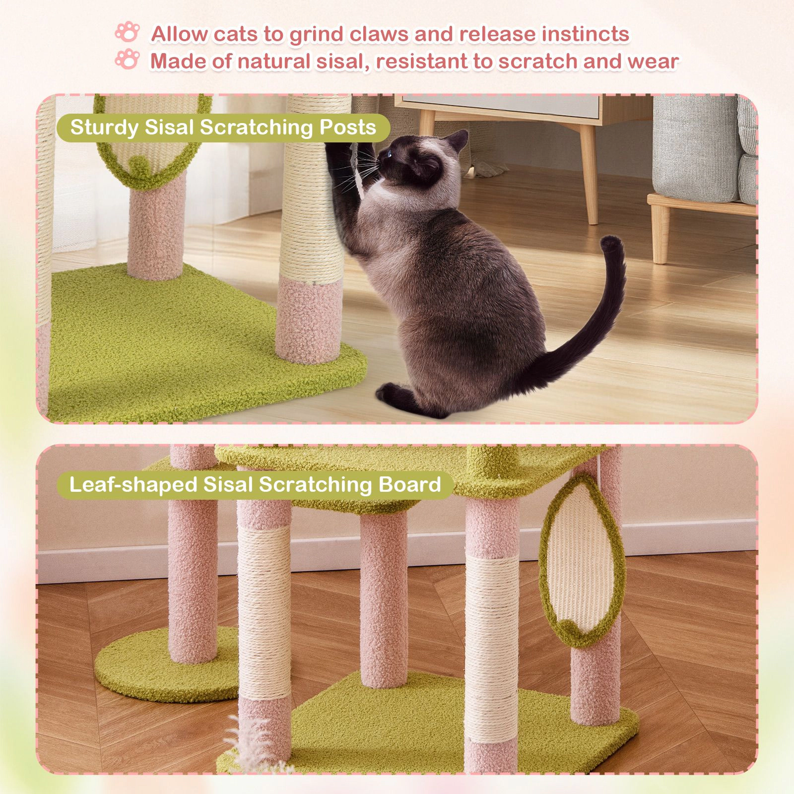 SlickBlue 58" Multi-Level Cat Tree with Condo, Hammock & Scratcher