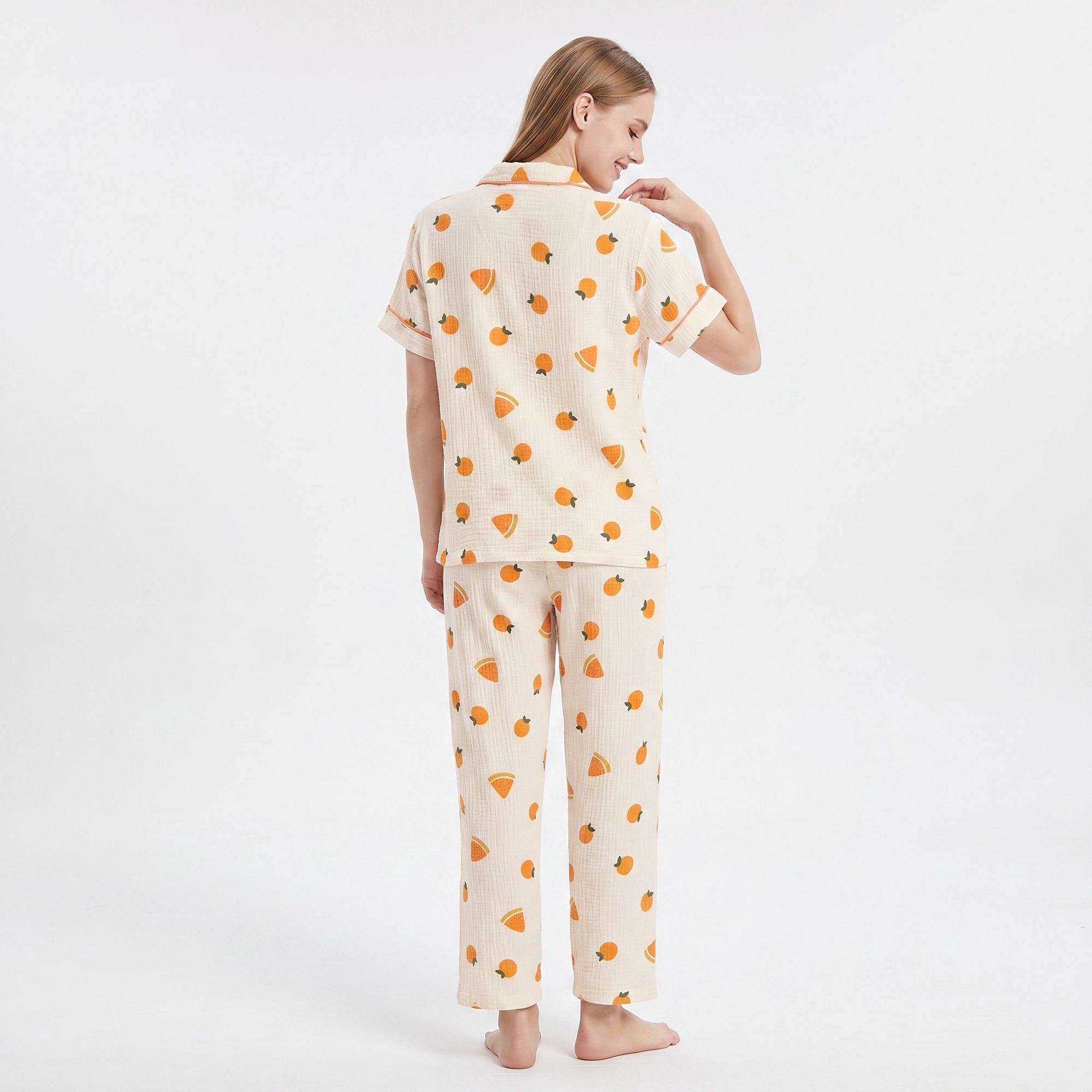 Anna-Kaci Women's 2-Piece Fruit Print Button Front Pajama Top and Relaxed Pants Sleepwear