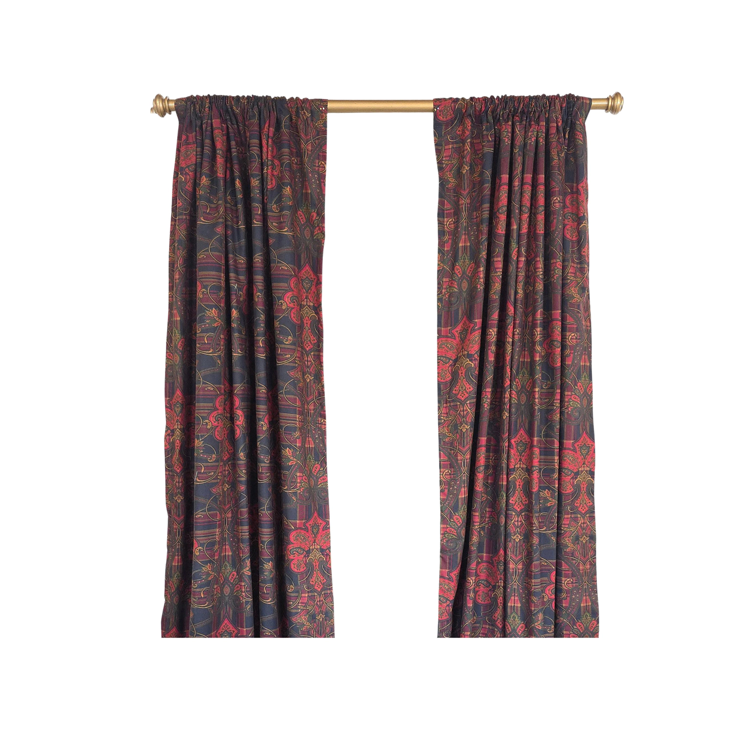 RLF Home Espadas 100% Cotton Rod Pocket Window Curtain set of 2 Panels 100" x 84" Burgundy