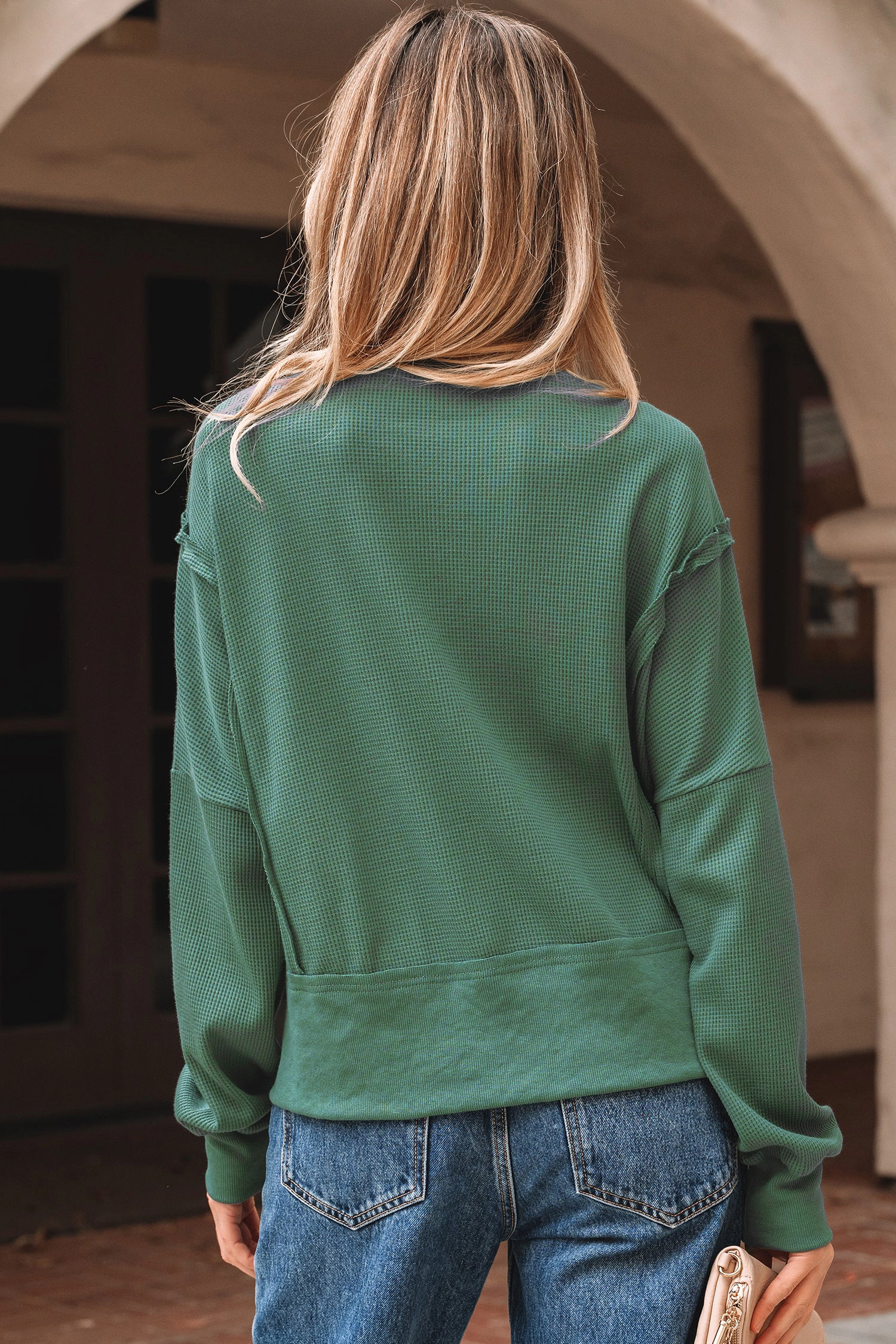 Threaded Pear Women's Noah Ribbed Drop Shoulder Sweatshirt
