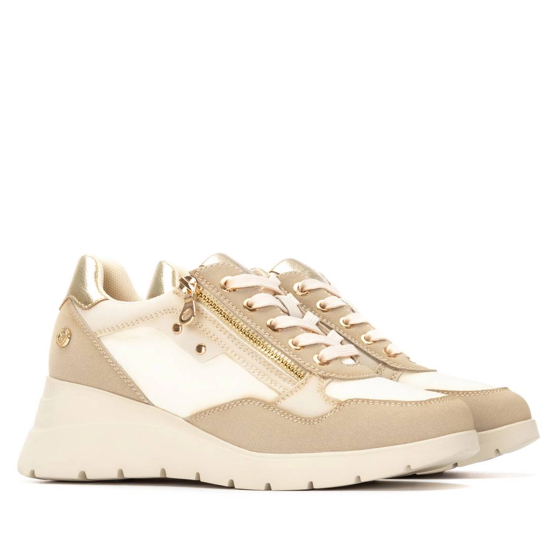 XTI Women's Casual Wedge Lace- Up Sneakers
