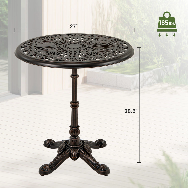 Hivvago 27Inch Round Cast Aluminum Patio Bistro Table With Hollow Top
