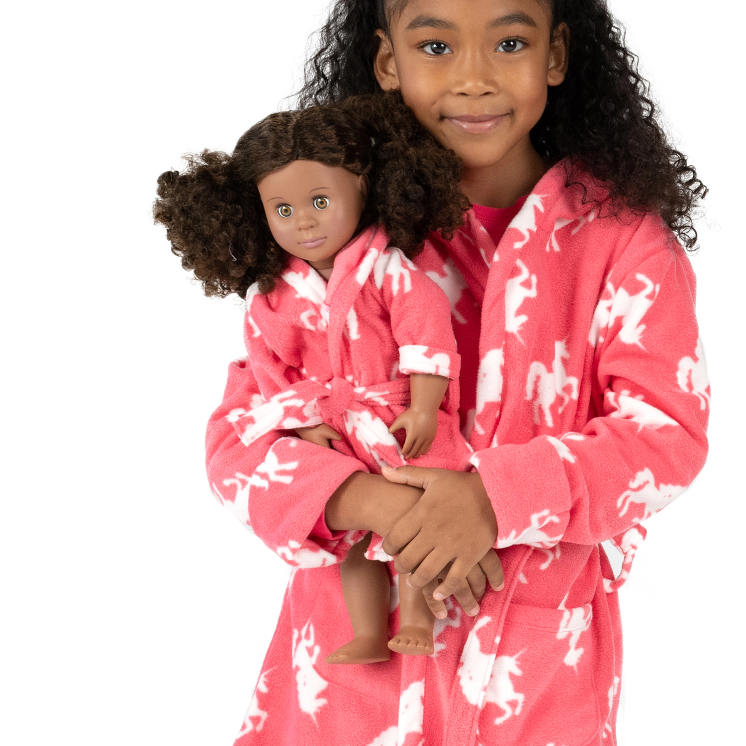 Leveret Girl & Doll Matching Hooded Fleece Novelty Robes