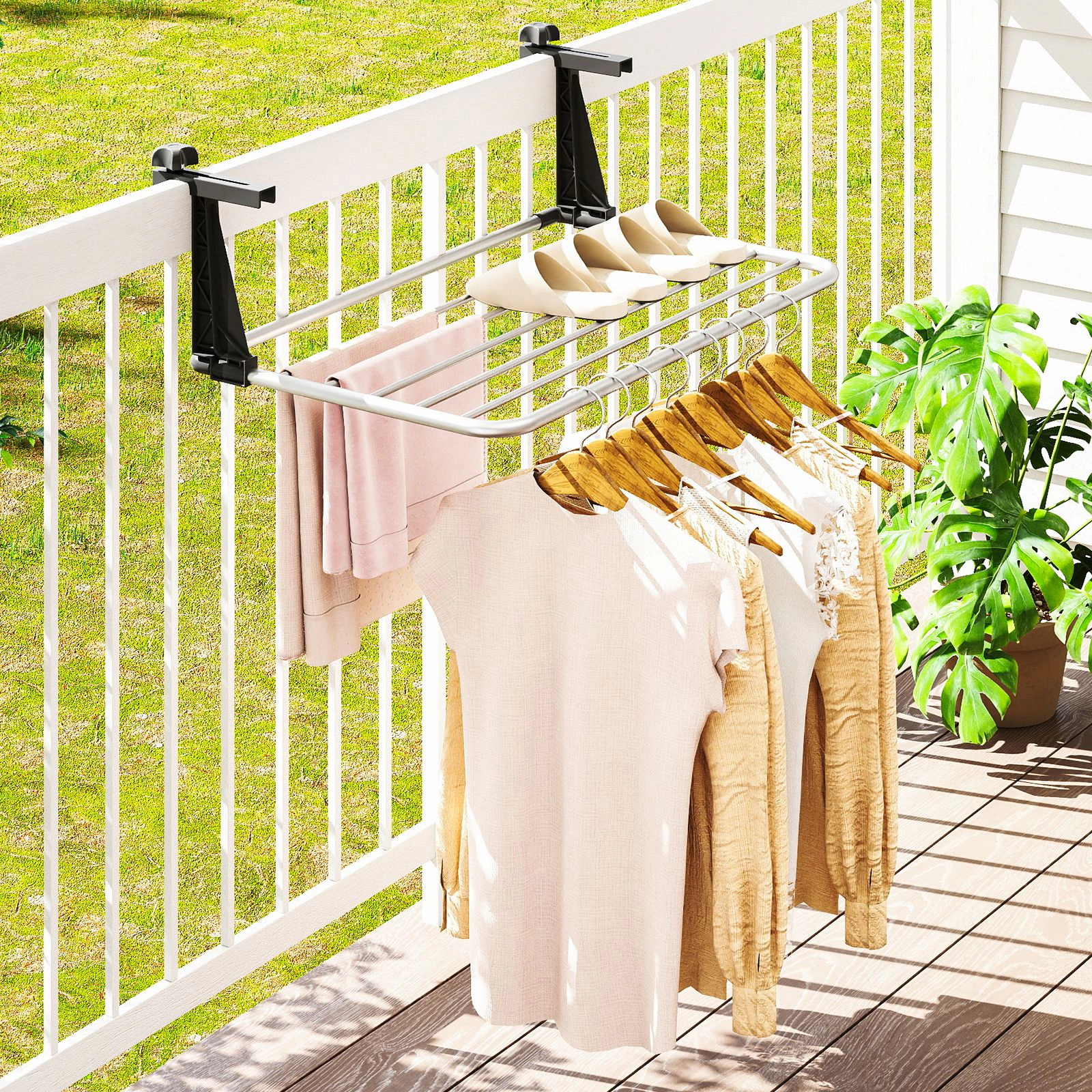 SlickBlue Portable Folding Towel Drying Rack, 7-Bar Aluminum