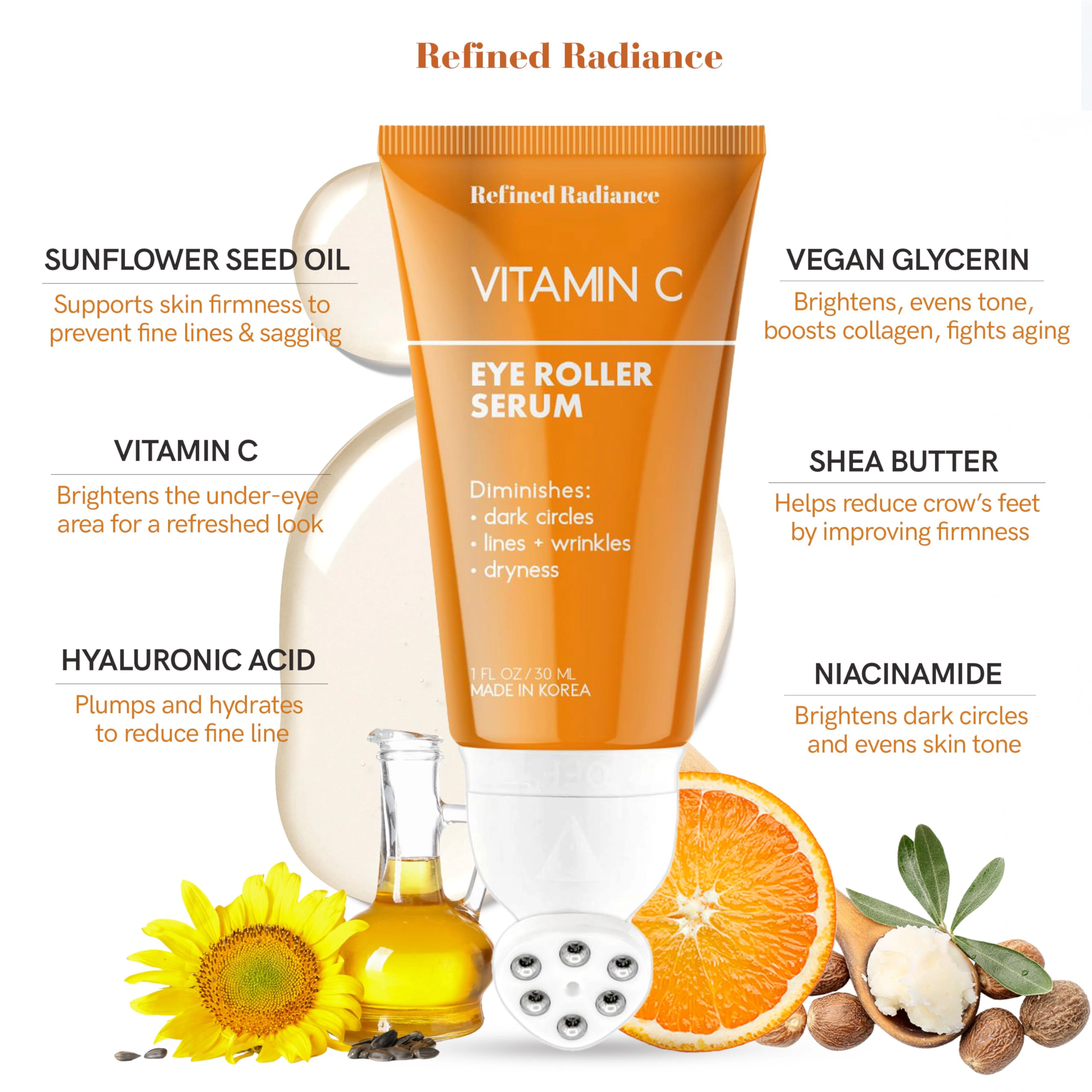 Lovery Korean Skincare Vitamin C Eye Roller Serum - Hydrating Under Eye Treatment