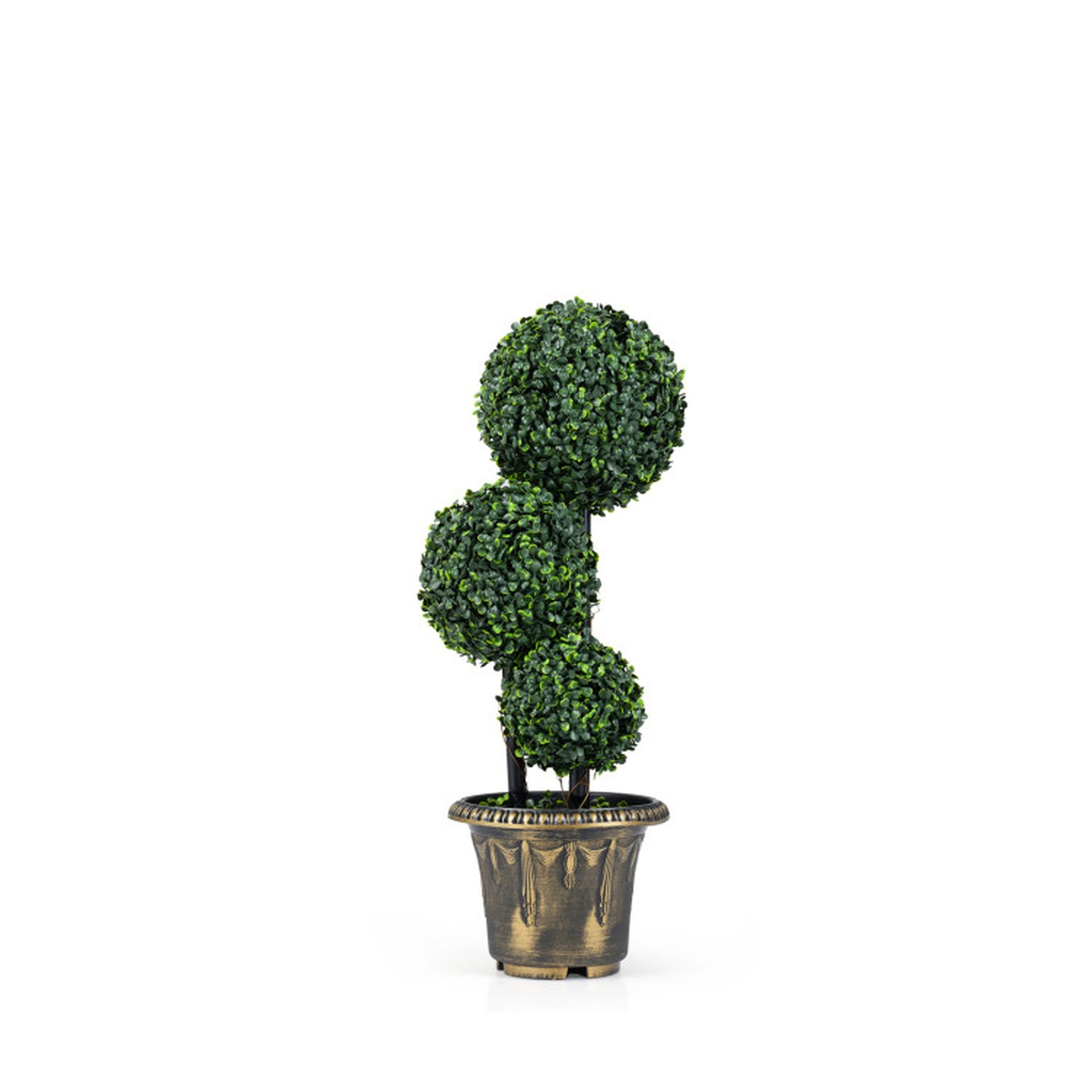 SUGIFT 3-Ball Wood Vine Wrap Moss Base Artificial Boxwood Topiary Tree 29-in Tall 9.5-in x 7.5-in Pot 9.5-lb Green