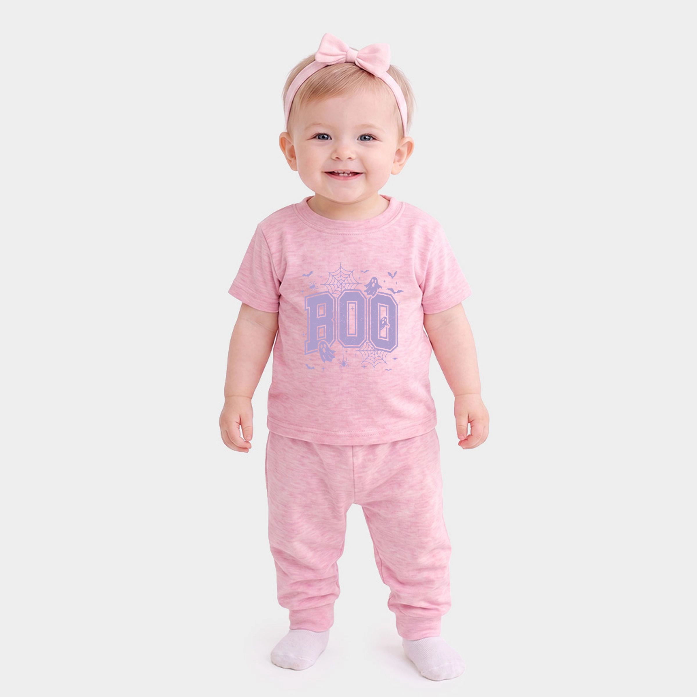 The Juniper Shop - Infant Jogger Pant Crew Set Boo Varsity Ghosts