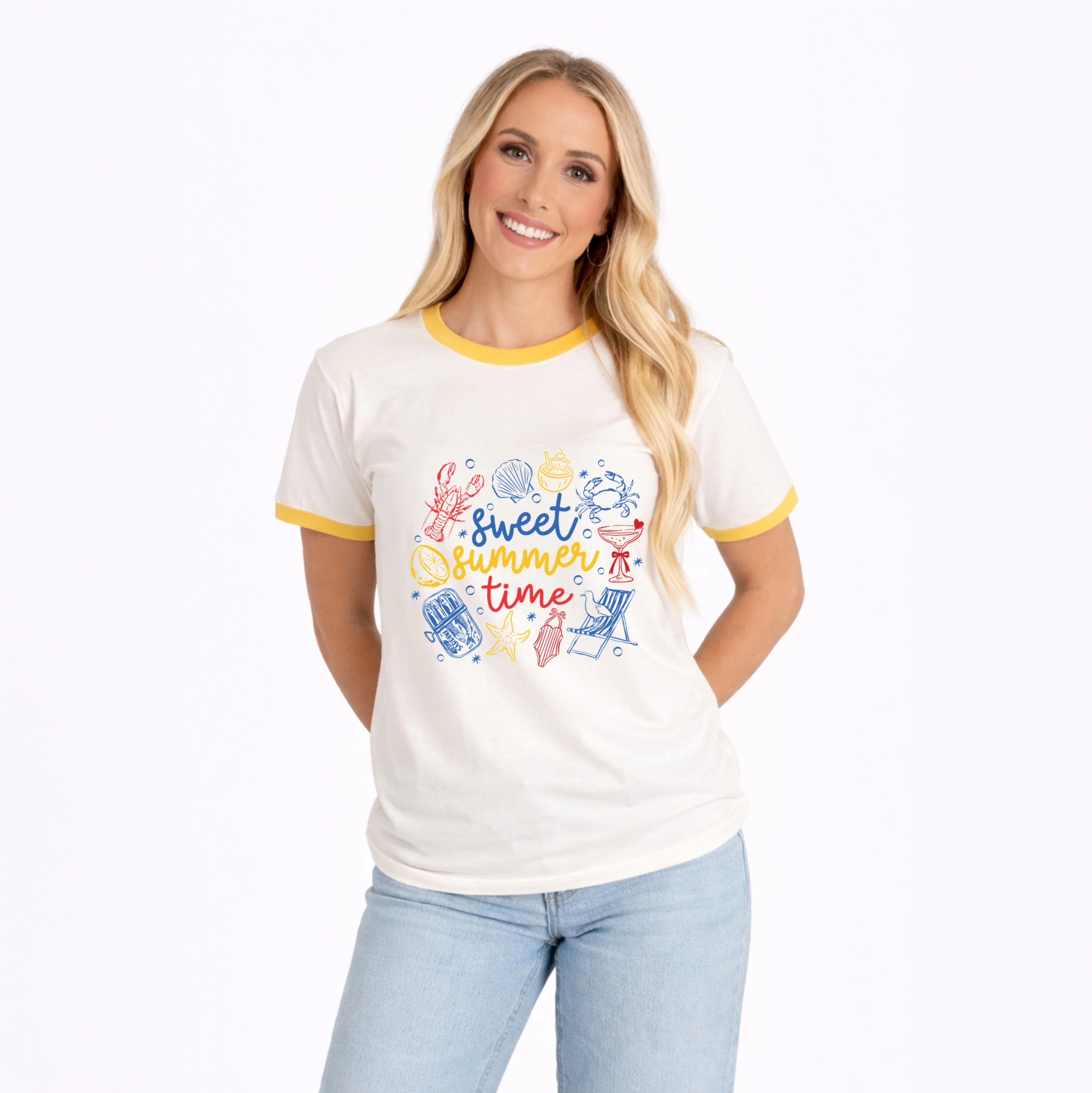 Simply Sage Market - Sweet Summer Time Nautical Women's Ringer Graphic T-Shirt
