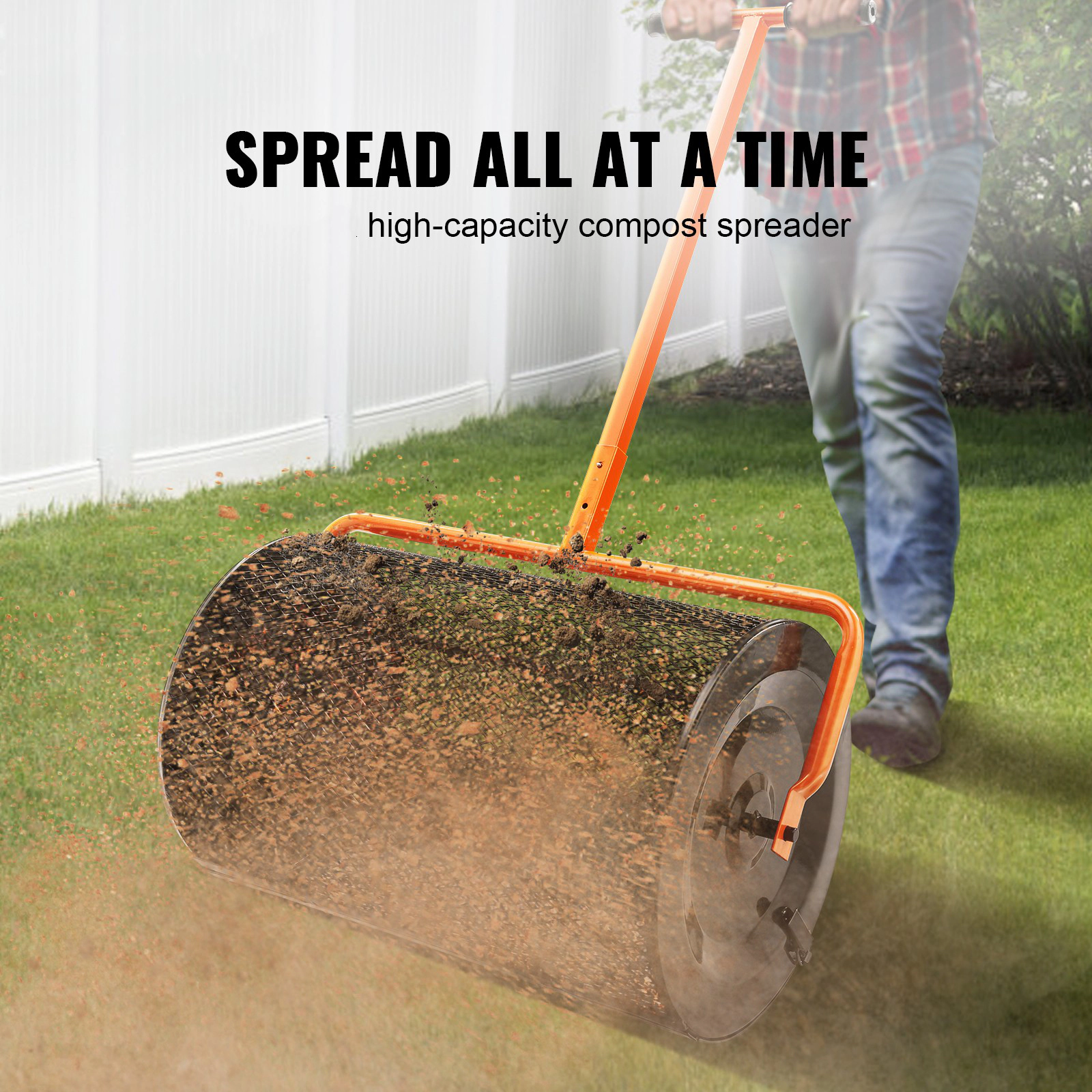 HONGGE Adjustable Steel Garden Peat Moss Spreader with Handle