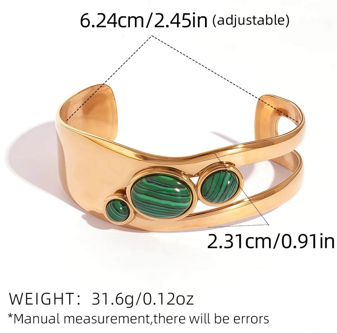 DressAtR Women's Natural Stone 18K Gold Plated Bracelet