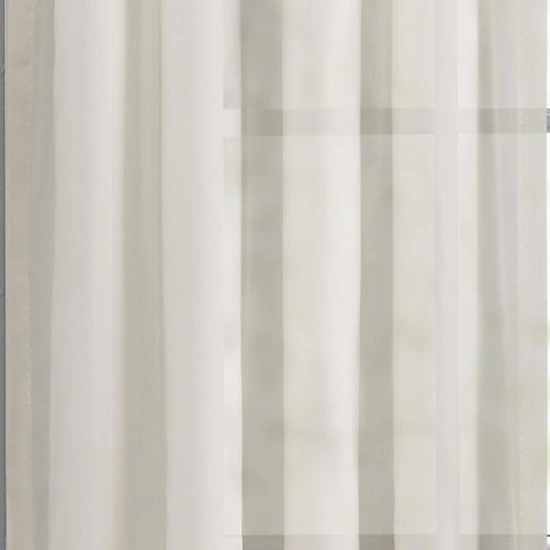 Ellis Curtain Cotton Voile 1.5" Rod Packet Tailored Curtain Panel Pair for Windows 80" x 54" Natural