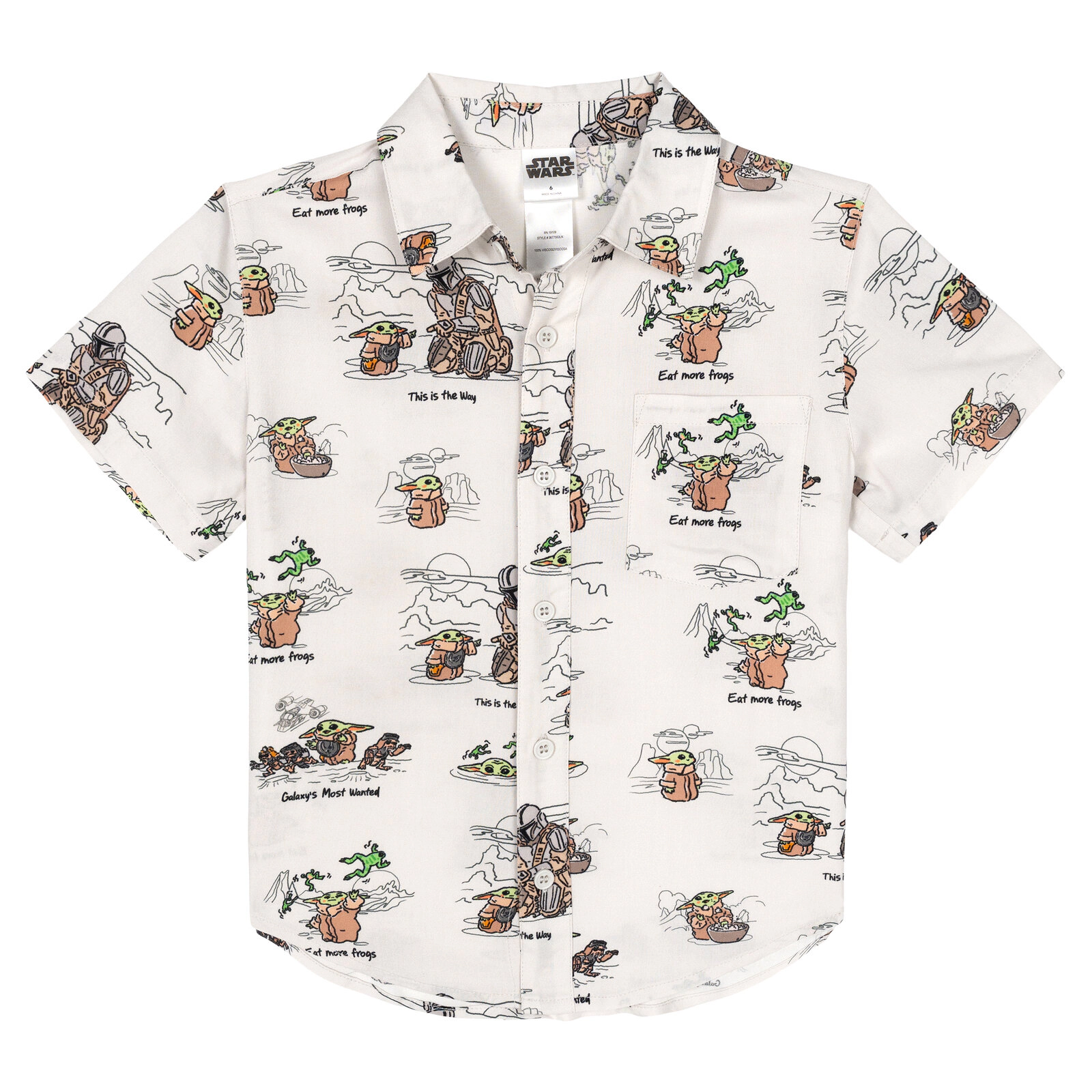 Star Wars Boys' Short Sleeve Button-Down Shirt