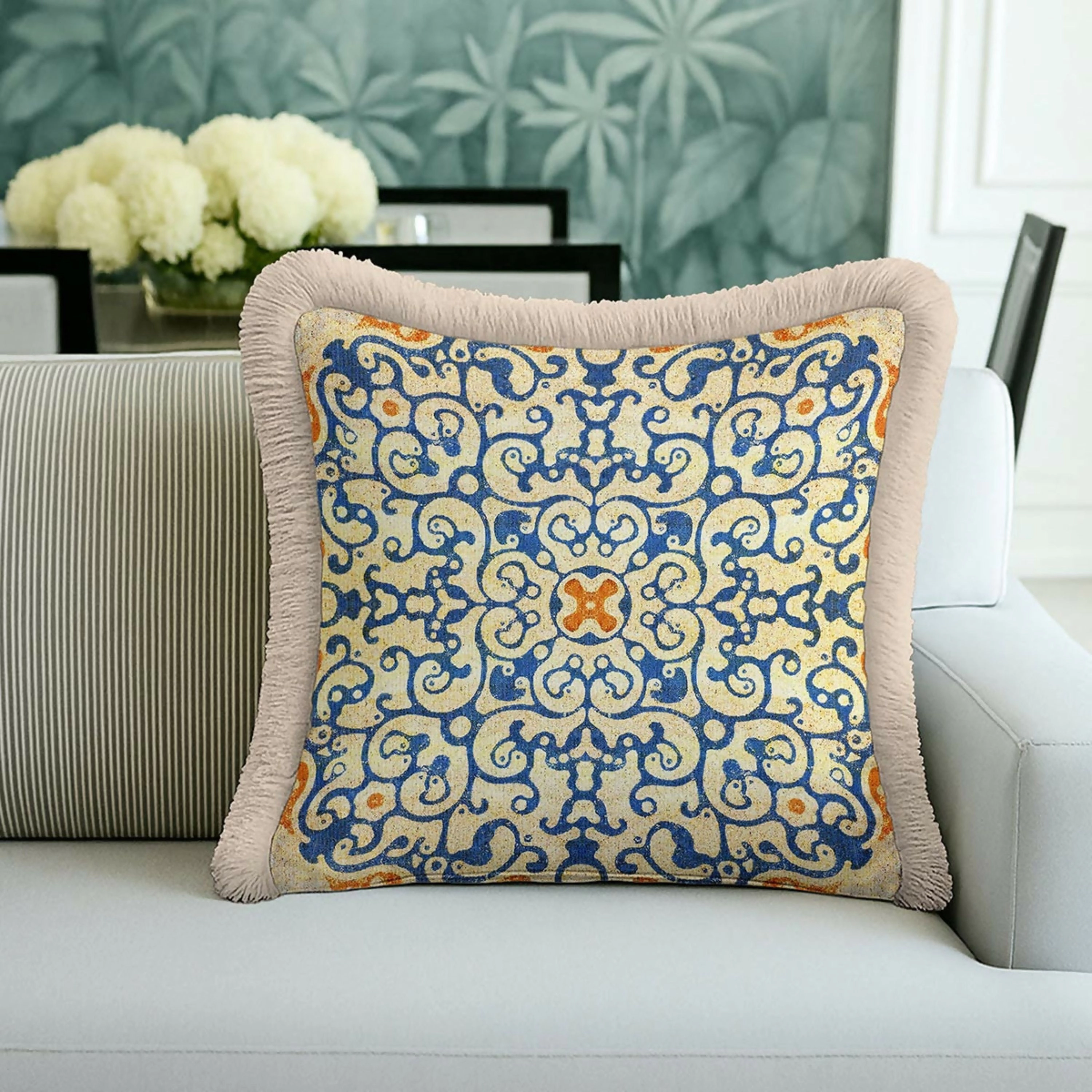 Wear Sierra Geometric Ornament Tasselled Set of 2 Throw Pillow Cover