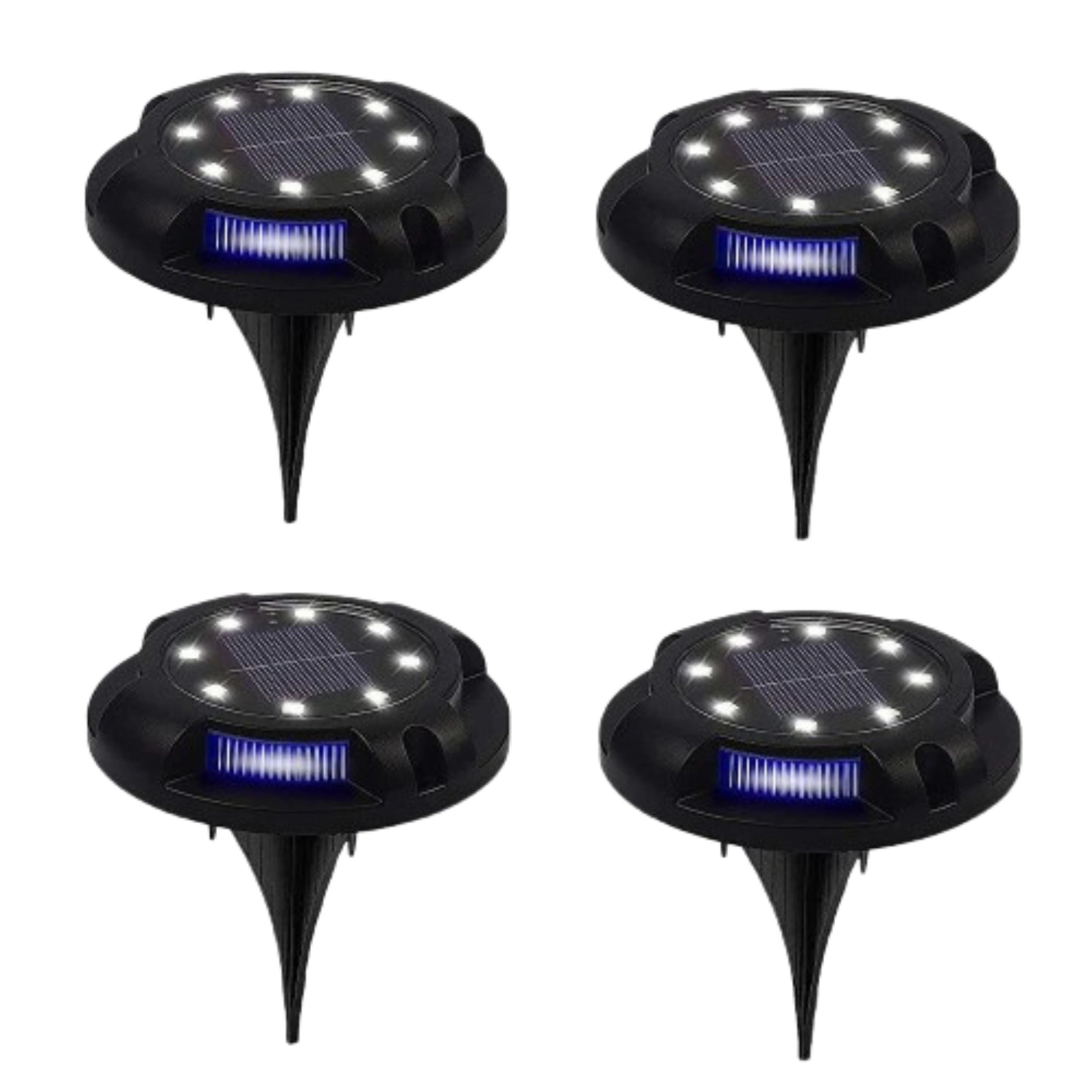 Home Collection 12 LED Solar Outdoor Ground Disk Lights 4 Pack