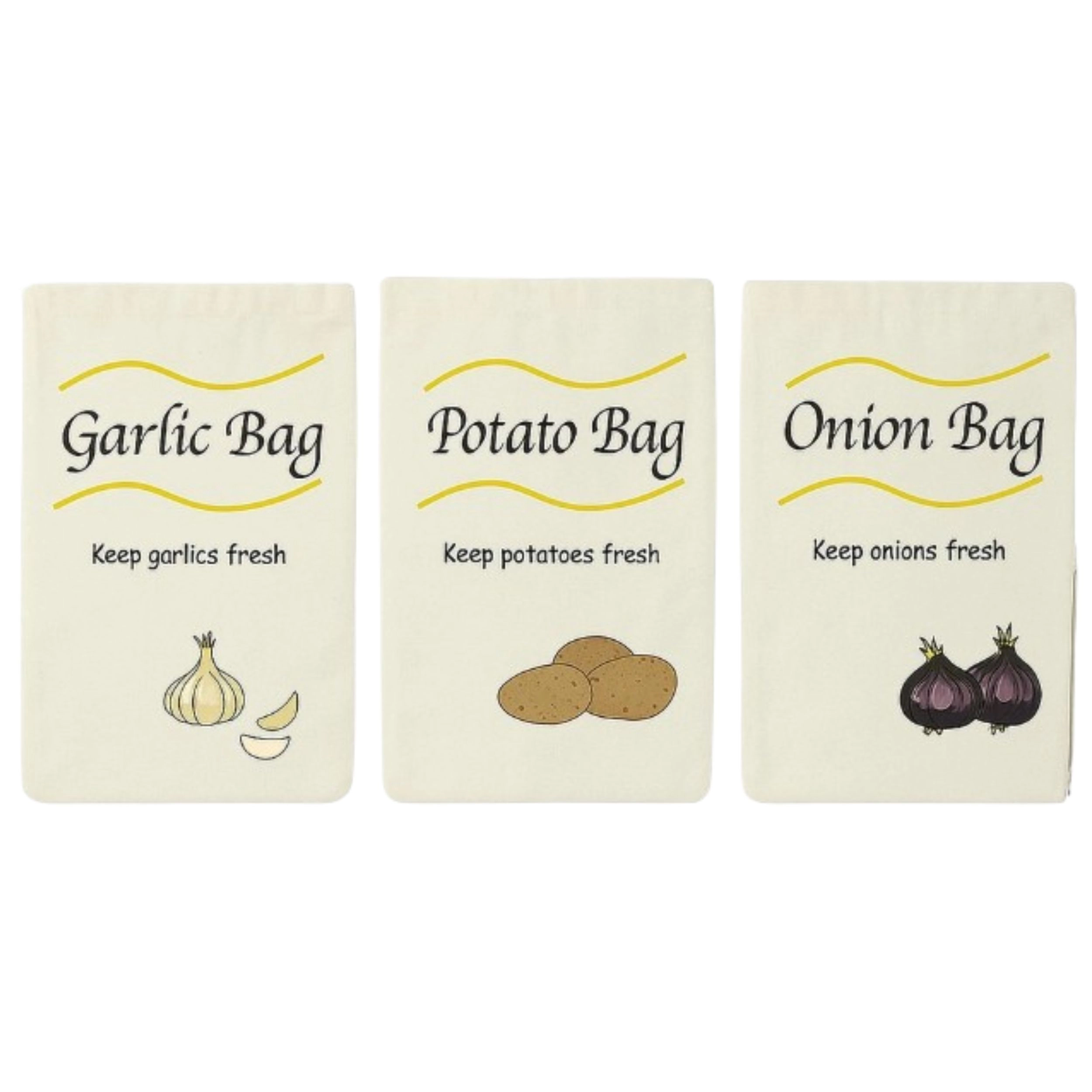 Home Collection Pack of 3 Reusable Onion Potato Garlic Storage Bags