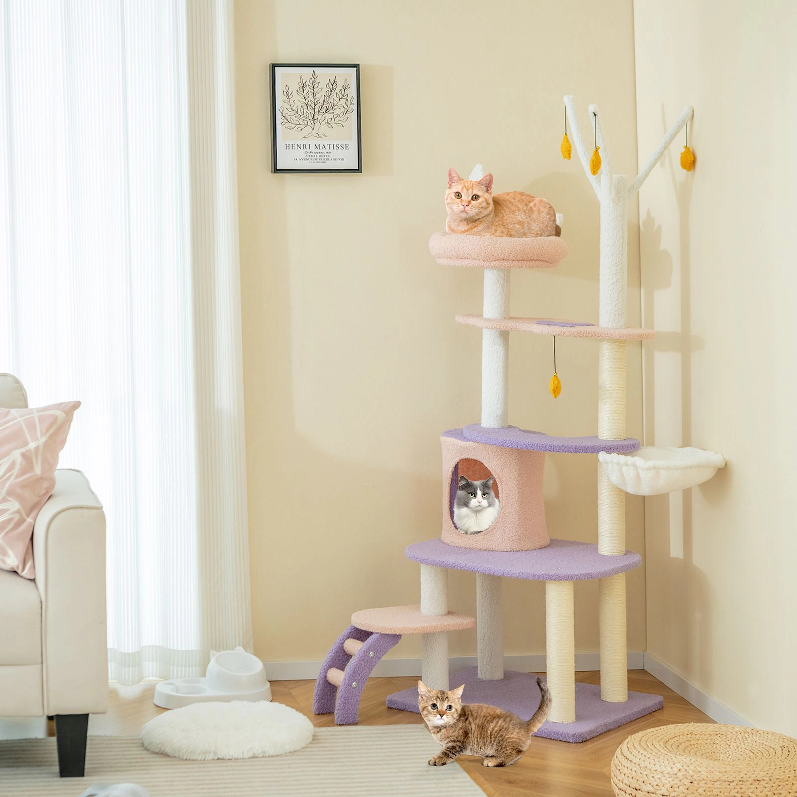 SlickBlue Multi-Level Cat Tree with Cloud Platforms Hammock and Condo