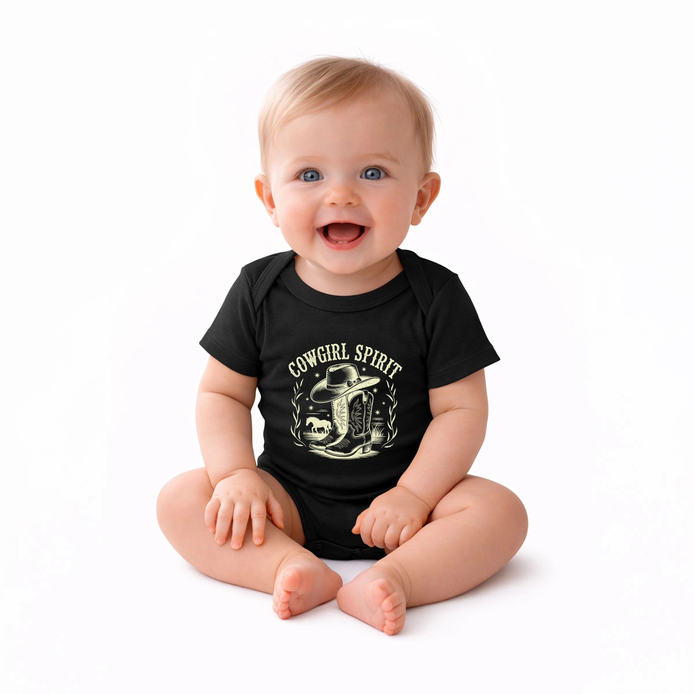 The Juniper Shop - Cowgirl Spirit Boots Baby Short Sleeve Graphic Bodysuit