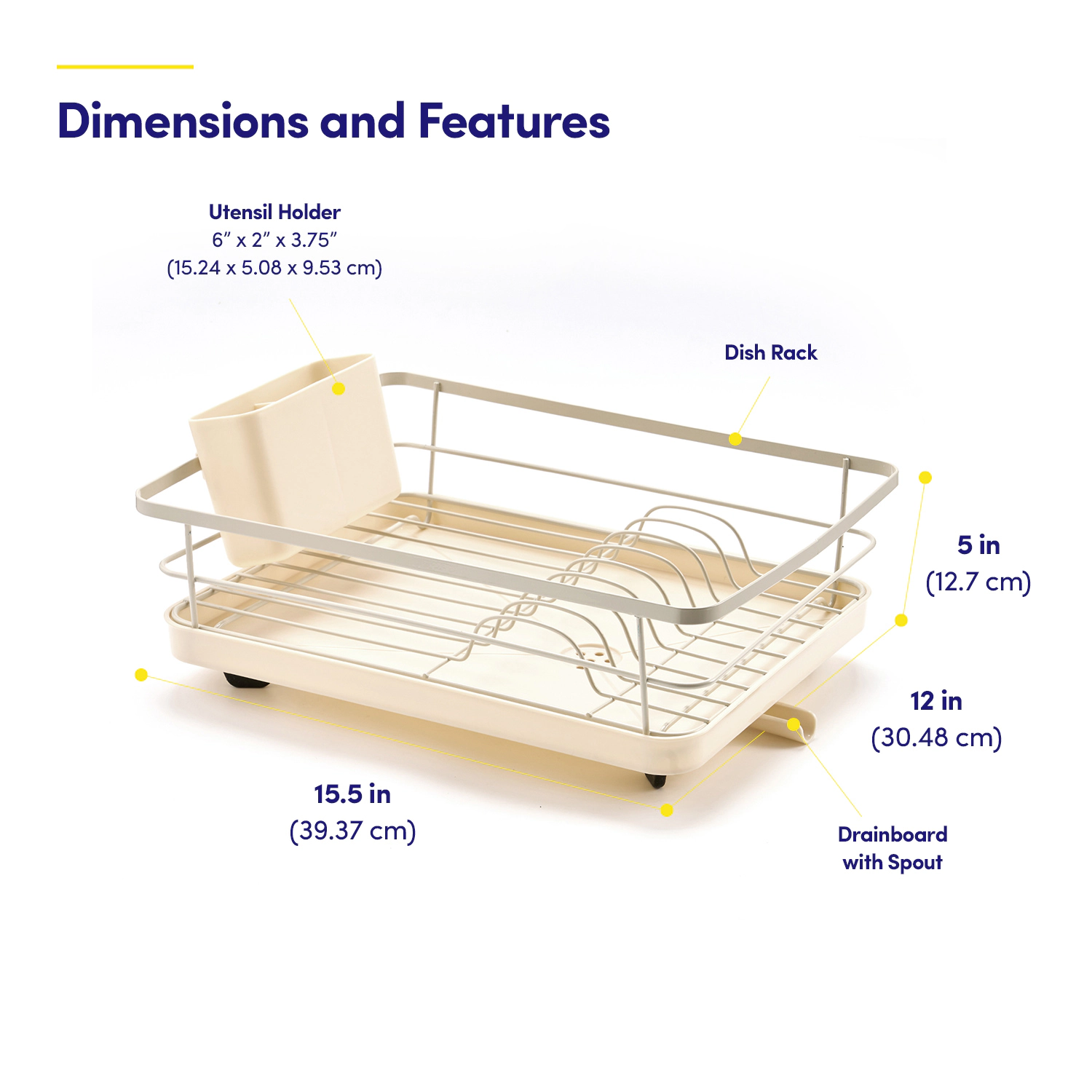 Sweet Home Collection 3-Piece Multi-Functional Dish Drying Rack with Drain Board & Utensil Holder