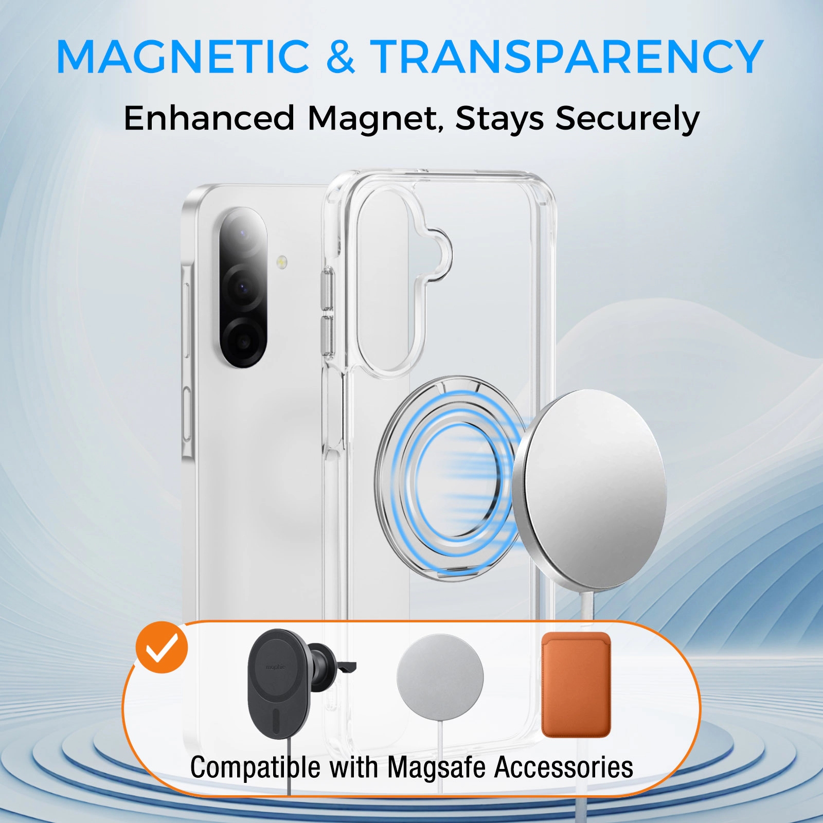 Alpha Digital Made for Galaxy A17 5G, Magnetic Ring Stand, Shockproof - Clear Phone Case