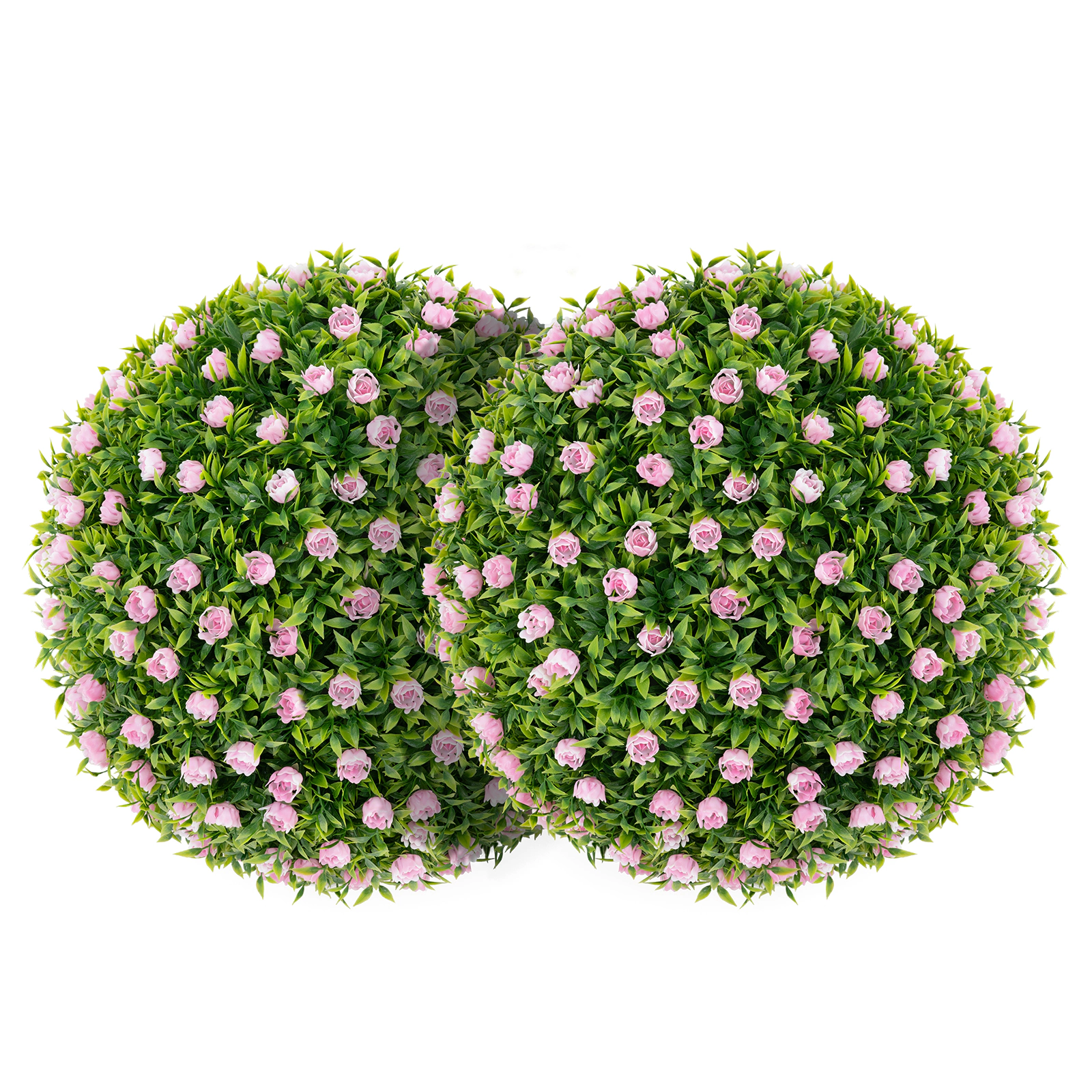 Slickblue 2 Pieces Artificial Topiary Balls with Pink Rose Flowers for Indoor and Outdoor Decor
