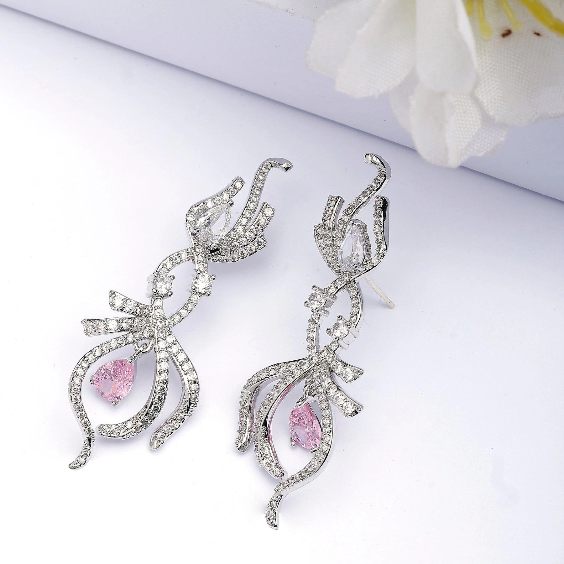 AGP PARIS Womens Infinity Pink Pear Shaped Drop Earrings