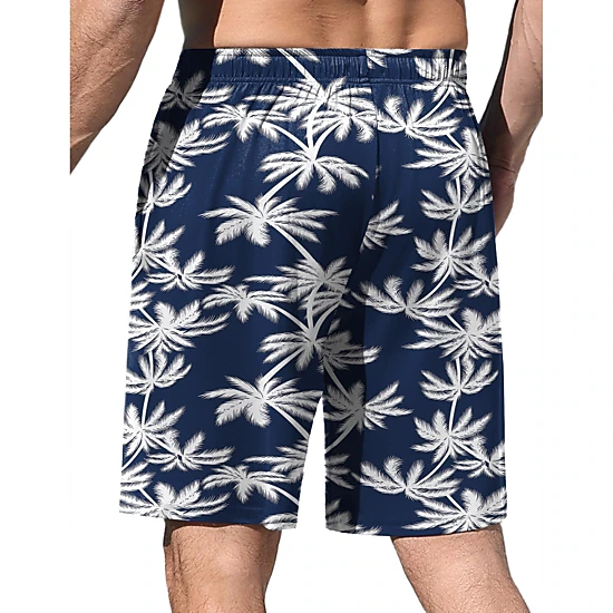 Ekouaer Men's 2-Pack Graphic Print Drawstring Elastic Waist Shorts