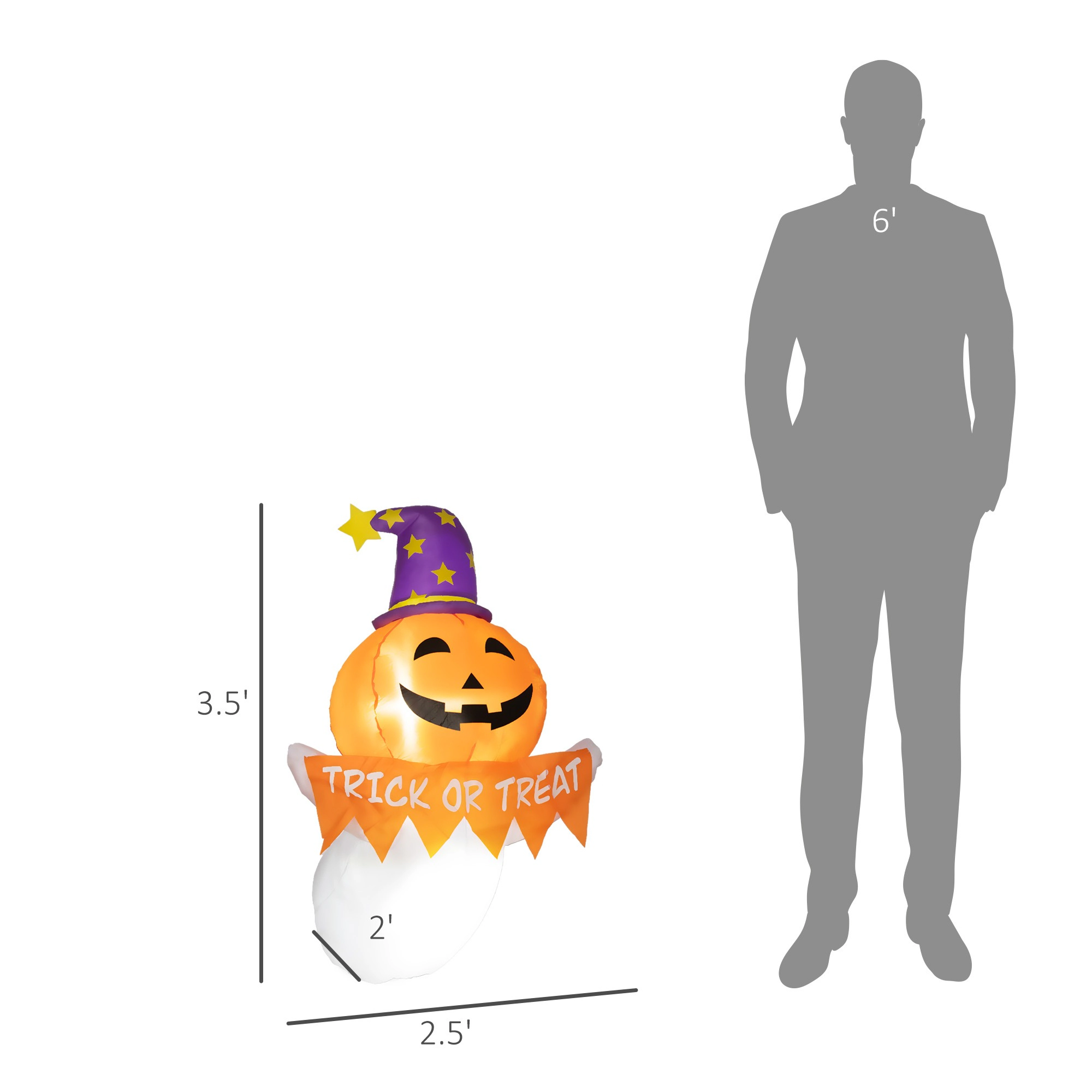 HONGGE Inflatable Halloween Window Sticker Ghost, Blow Up LED Display for Garden Indoor Outdoor