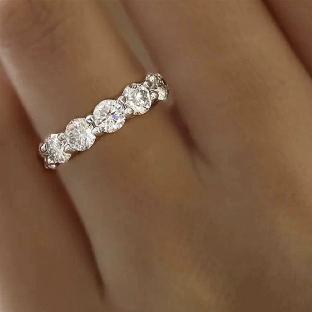 Wardrobe Whimsy Round Cut Cubic Zirconia Full Eternity Band Ring for Women