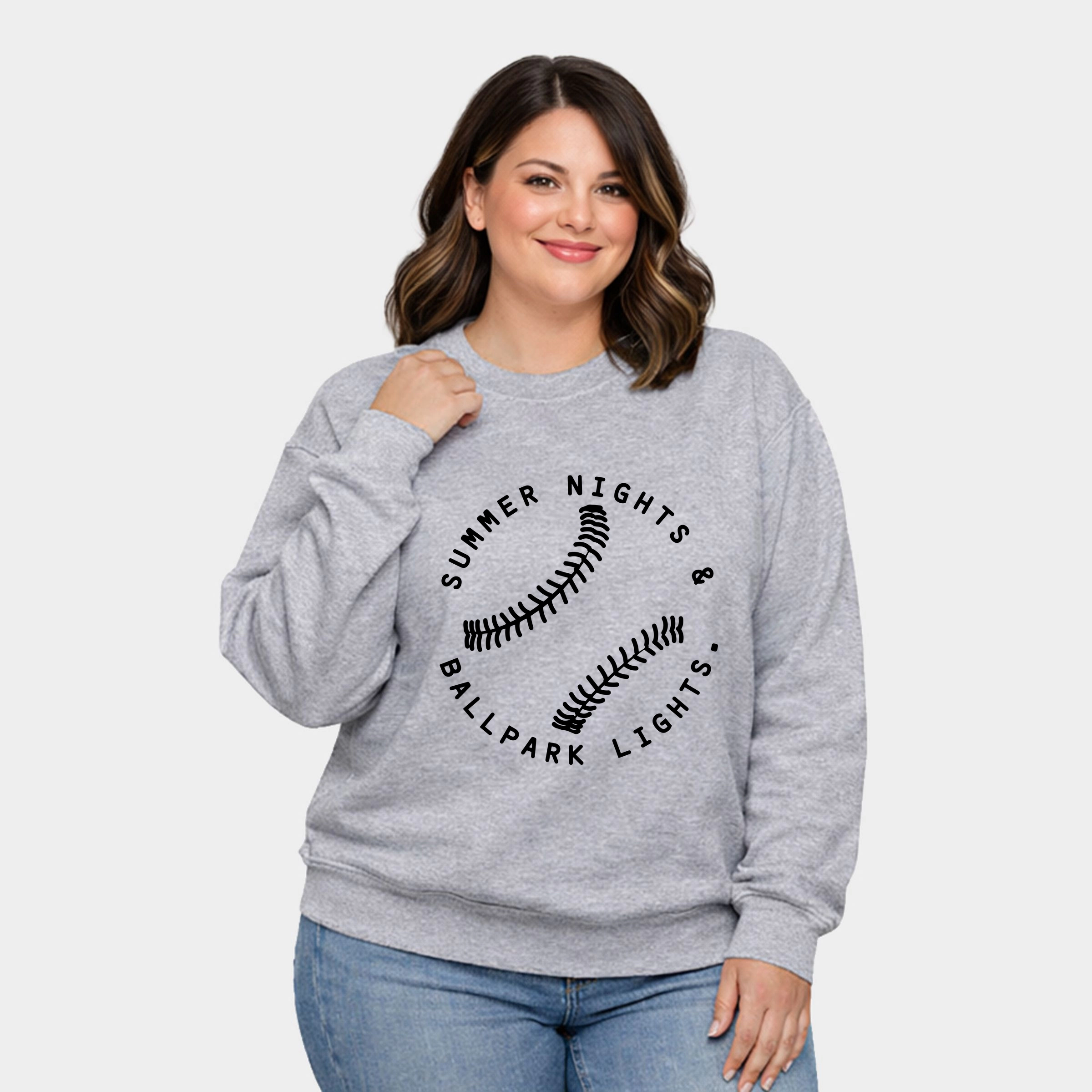 Simply Sage Market - Summer Nights And Ballpark Lights  Women's Plus Sized Graphic Sweatshirt