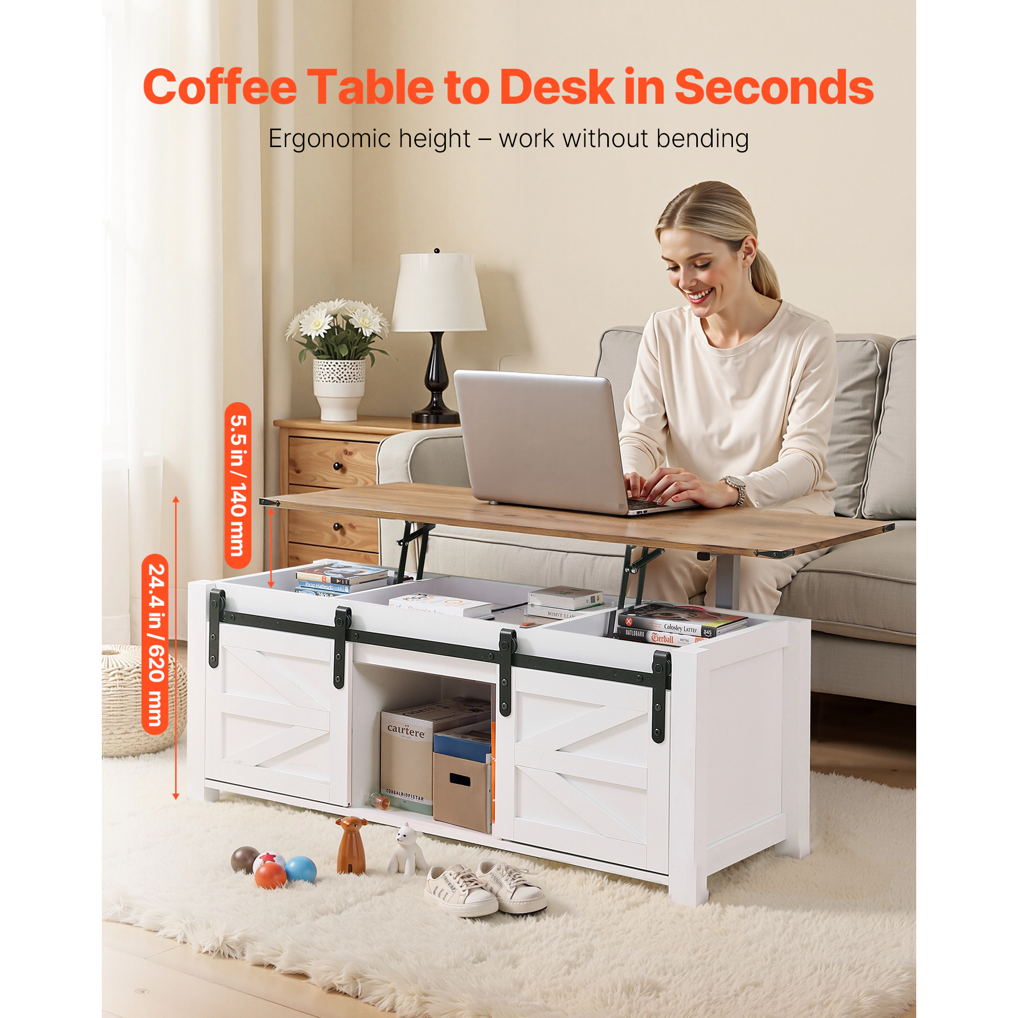 HONGGE Lift Top Coffee Table Coffee Table with Storage Coffee Table for Living Room