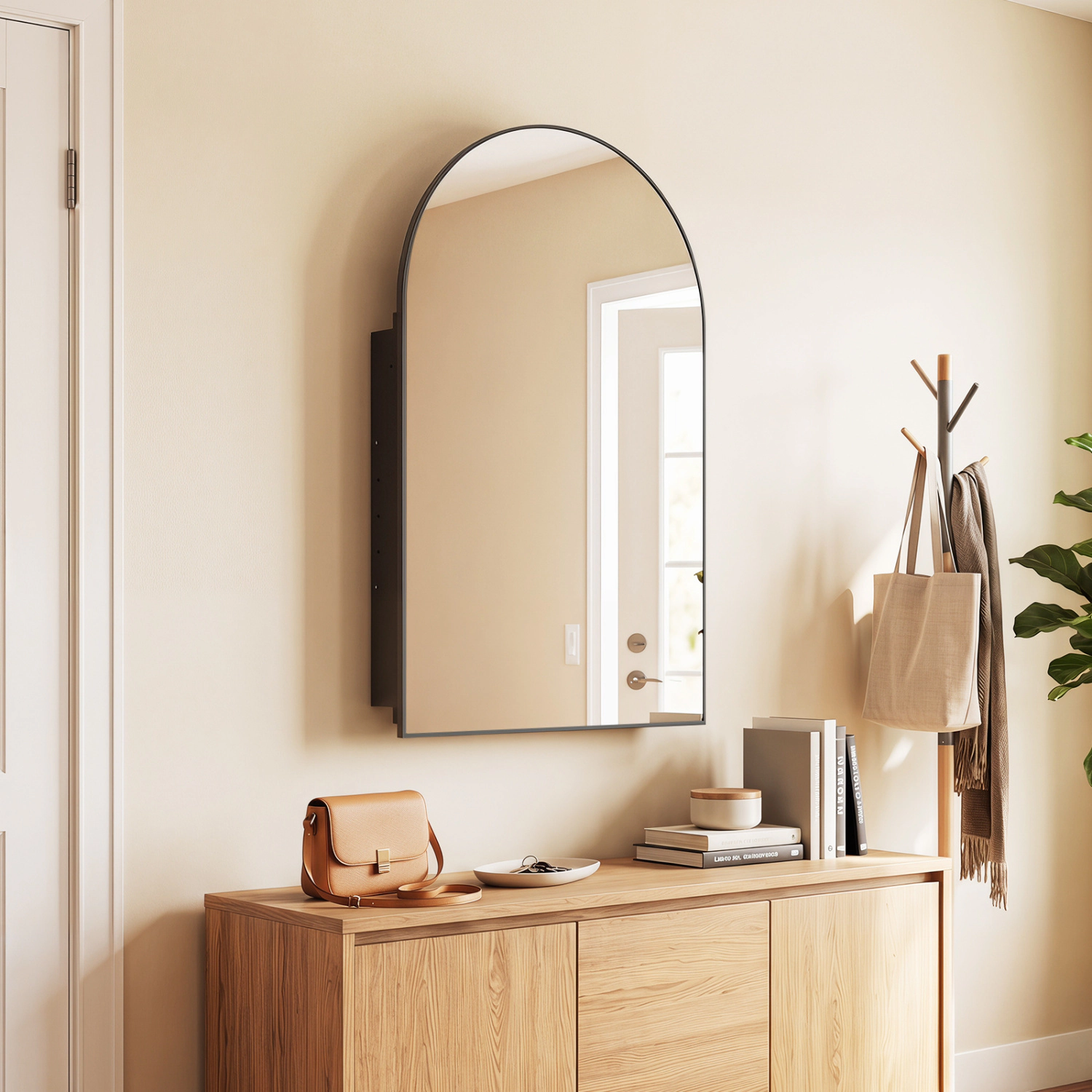 Slickblue Black Recessed Medicine Cabinet with Mirror and Adjustable Storage Shelves
