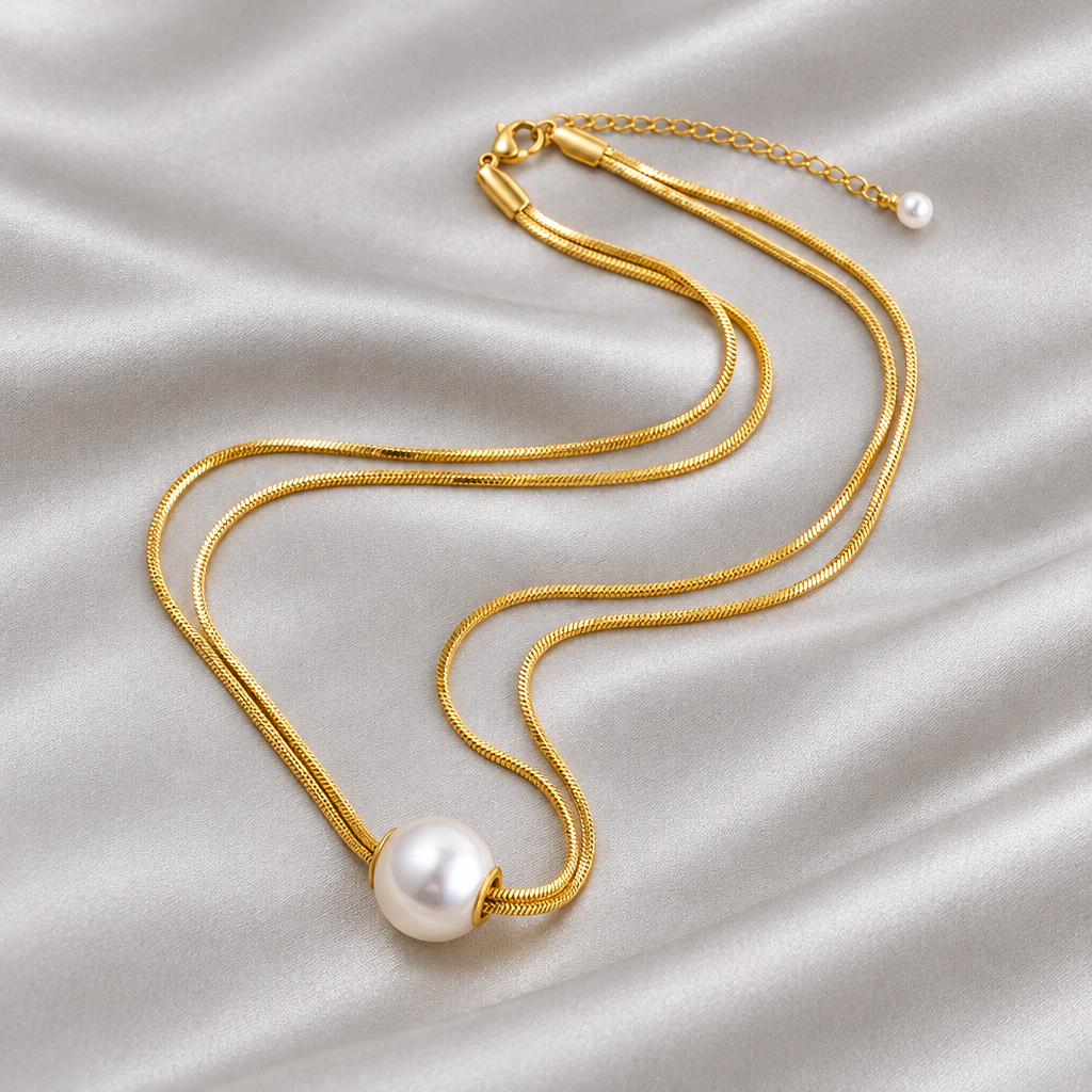 DressAtR Women's 18K Gold Plated Fancy Pearl Necklace