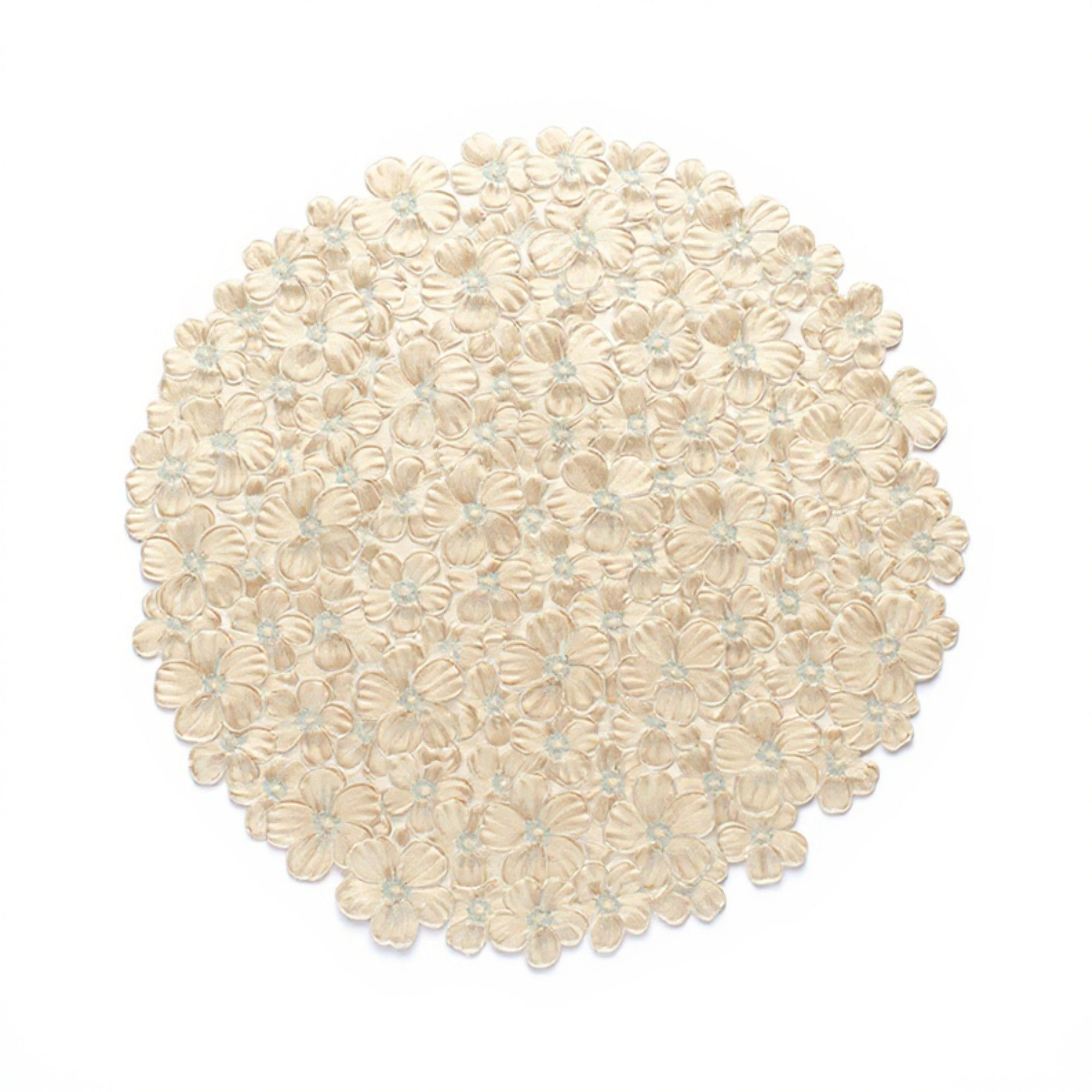 Alilang Unisex 4-Piece Round Floral Cutout Placemat with Embroidered Petal Details