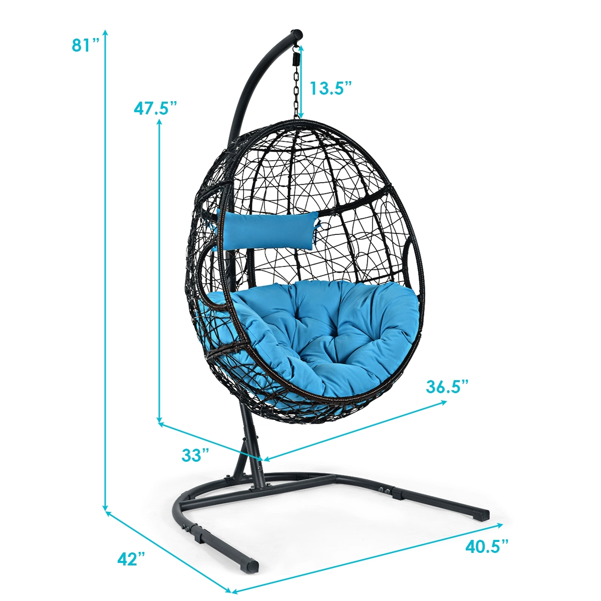 LJG Hanging Cushioned Hammock Chair with Stand