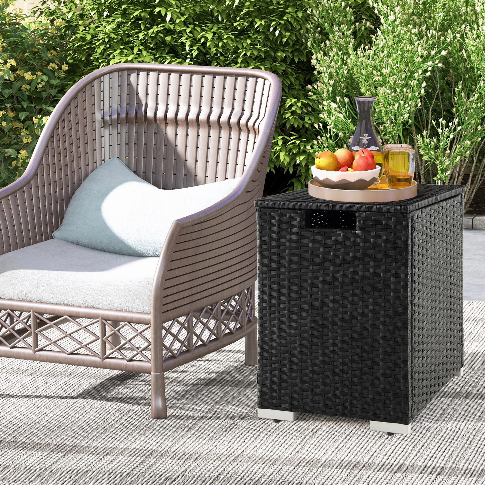 SUGIFT 2-in-1 Patio Propane Tank Cover and Side Table 256-lb Capacity for 20-lb Tanks Mix Brown