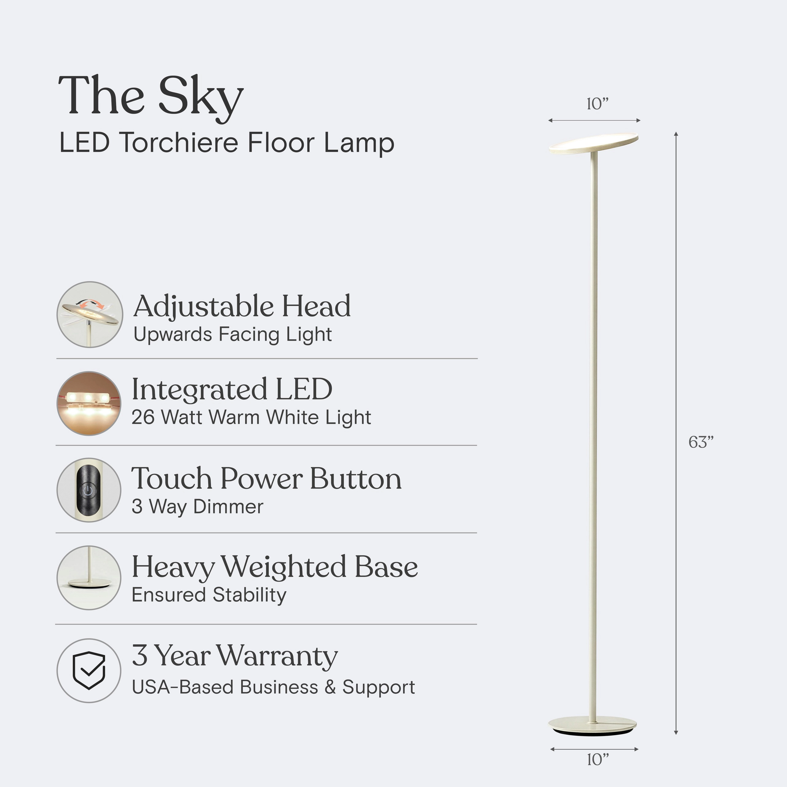 Brightech Sky Torchiere Adjustable Floor Lamp