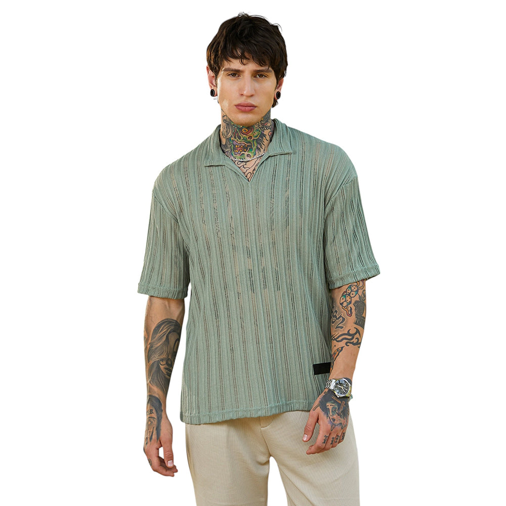 Duo-Striped Relaxed Polo T-Shirt