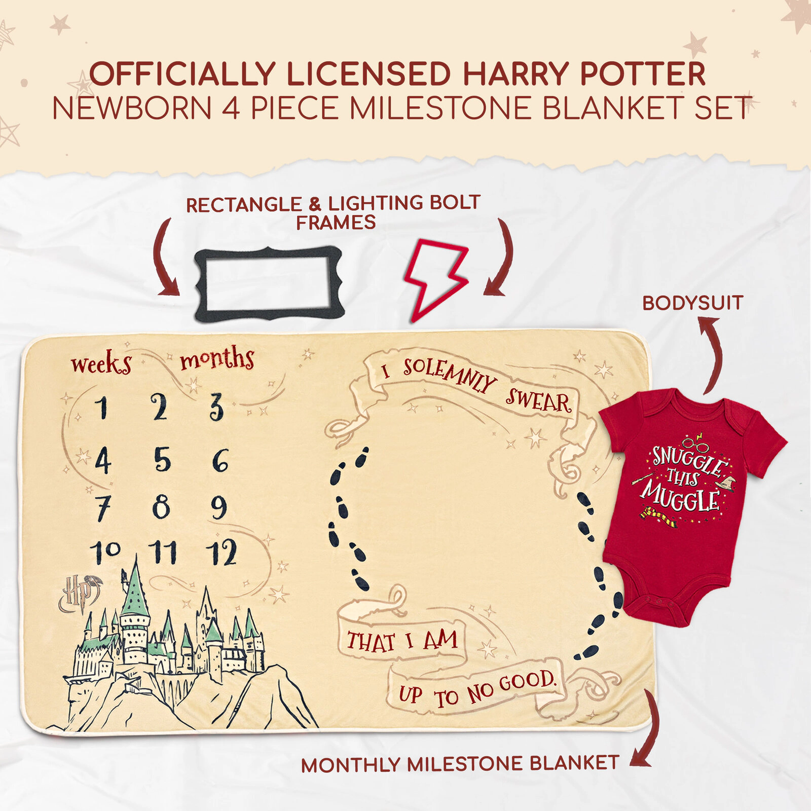 Harry Potter Baby Boy or Girl Shower Bodysuit and Blanket Set