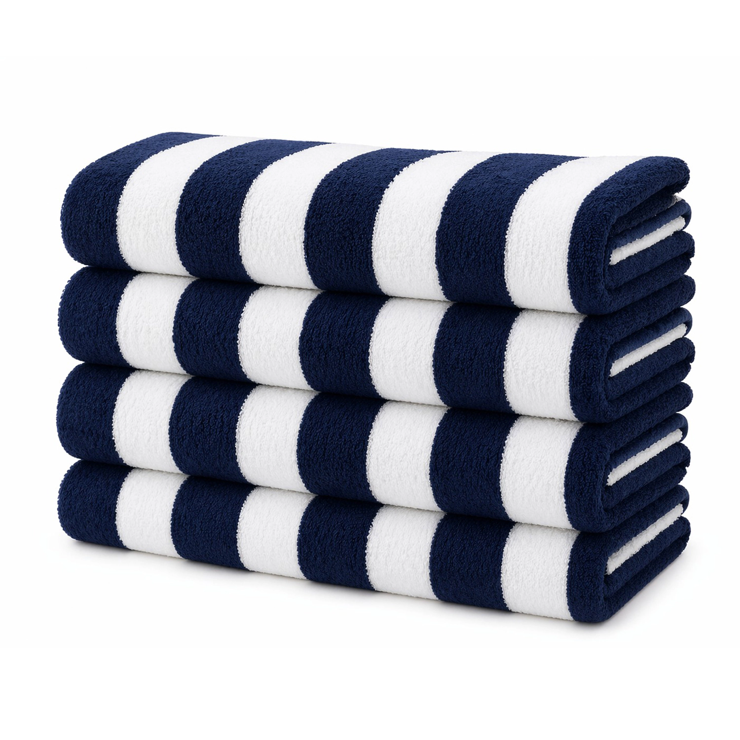 Plazatex Terry Cabana 80% Cotton 20% Polyester Oversized 4 Pack Beach Bath Towel 36" x 66" Navy