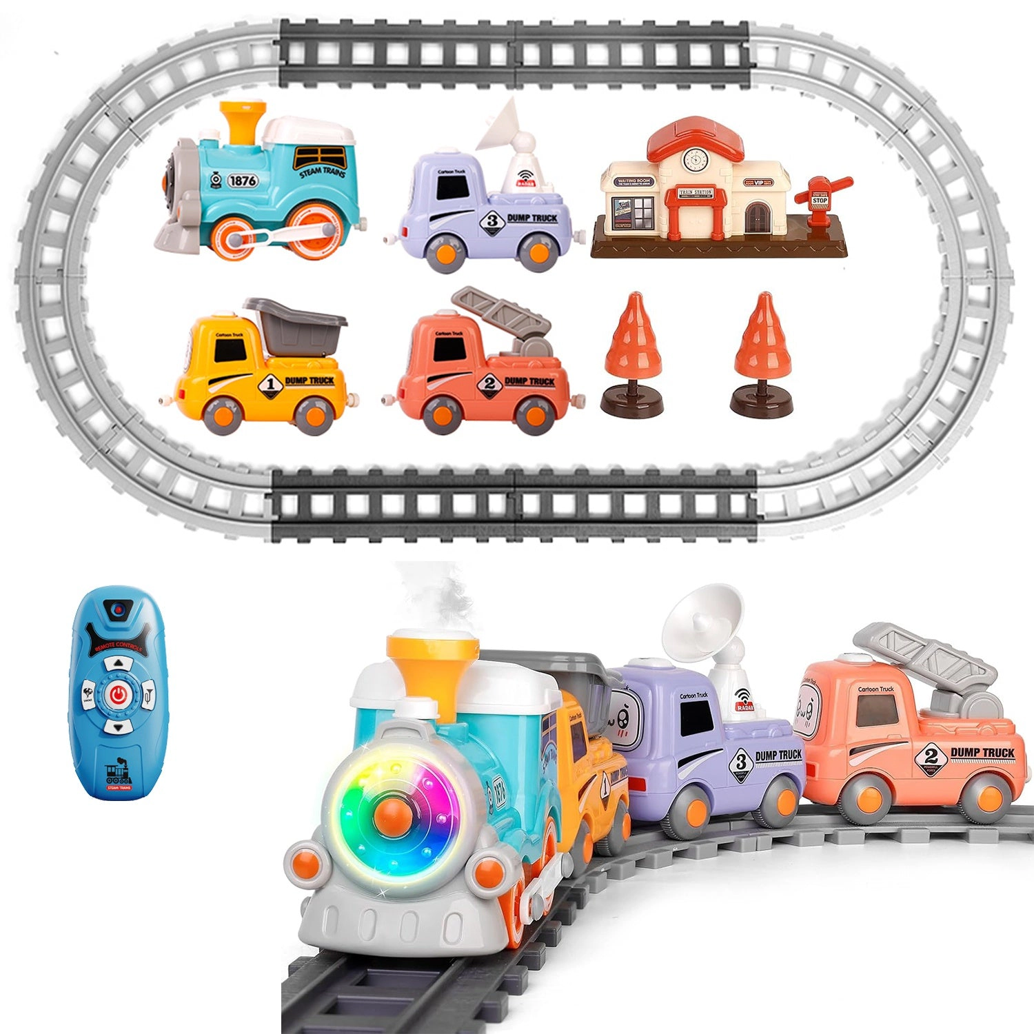 GBruno Remote Control Electric Train Set With Smoke