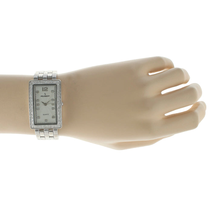 Peugeot Women's 40x25mm Silver Bracelet Watch with Crystal Bezel